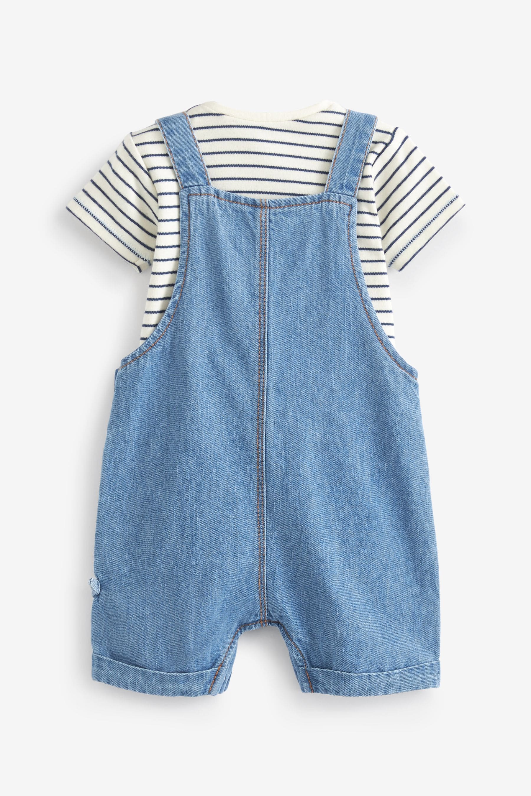 Blue 2 Piece Baby Denim Dungarees And Bodysuit Set (0mths-2yrs)