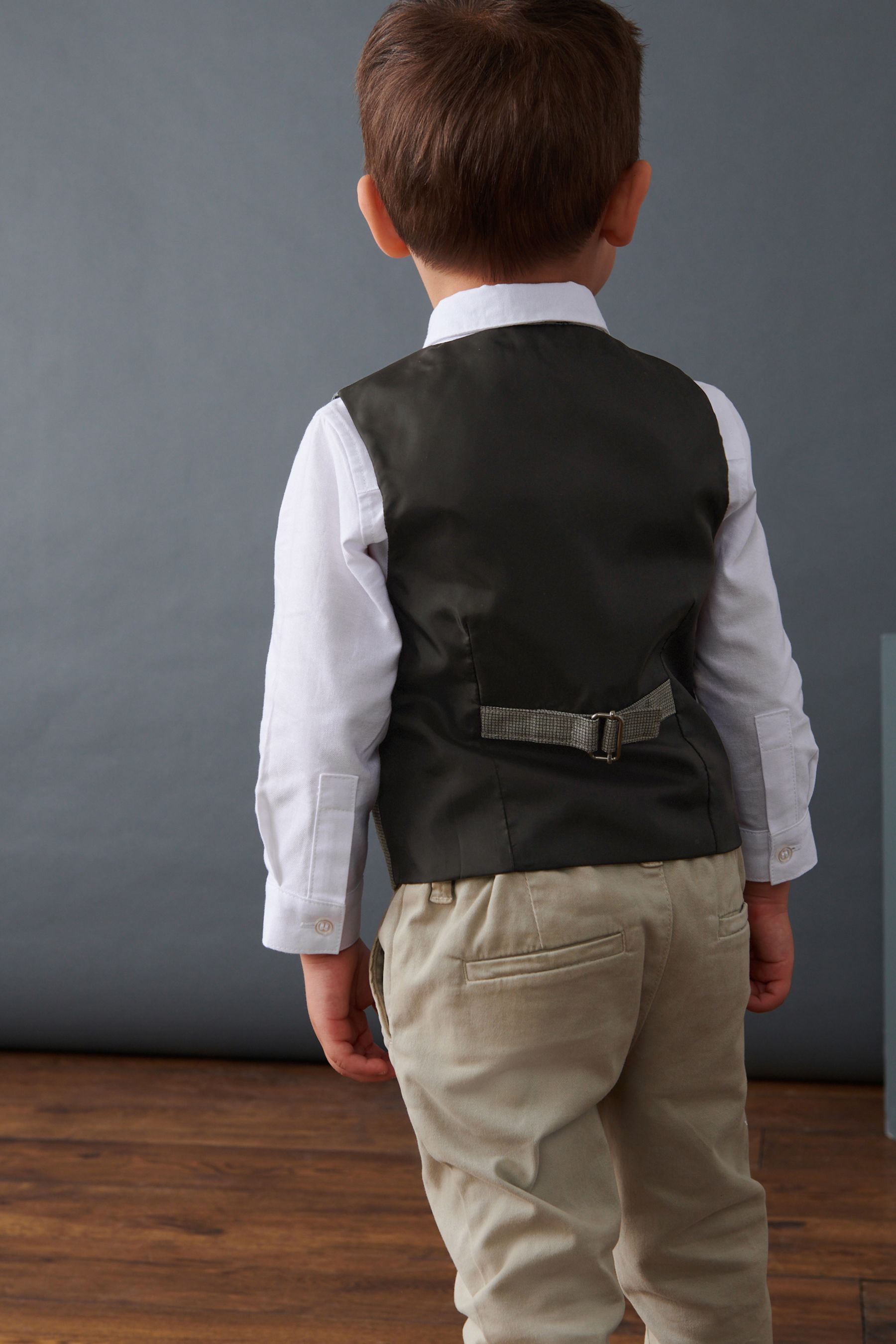 Grey Dogtooth Waistcoat, Shirt And Bow Tie Set (3mths-9yrs)