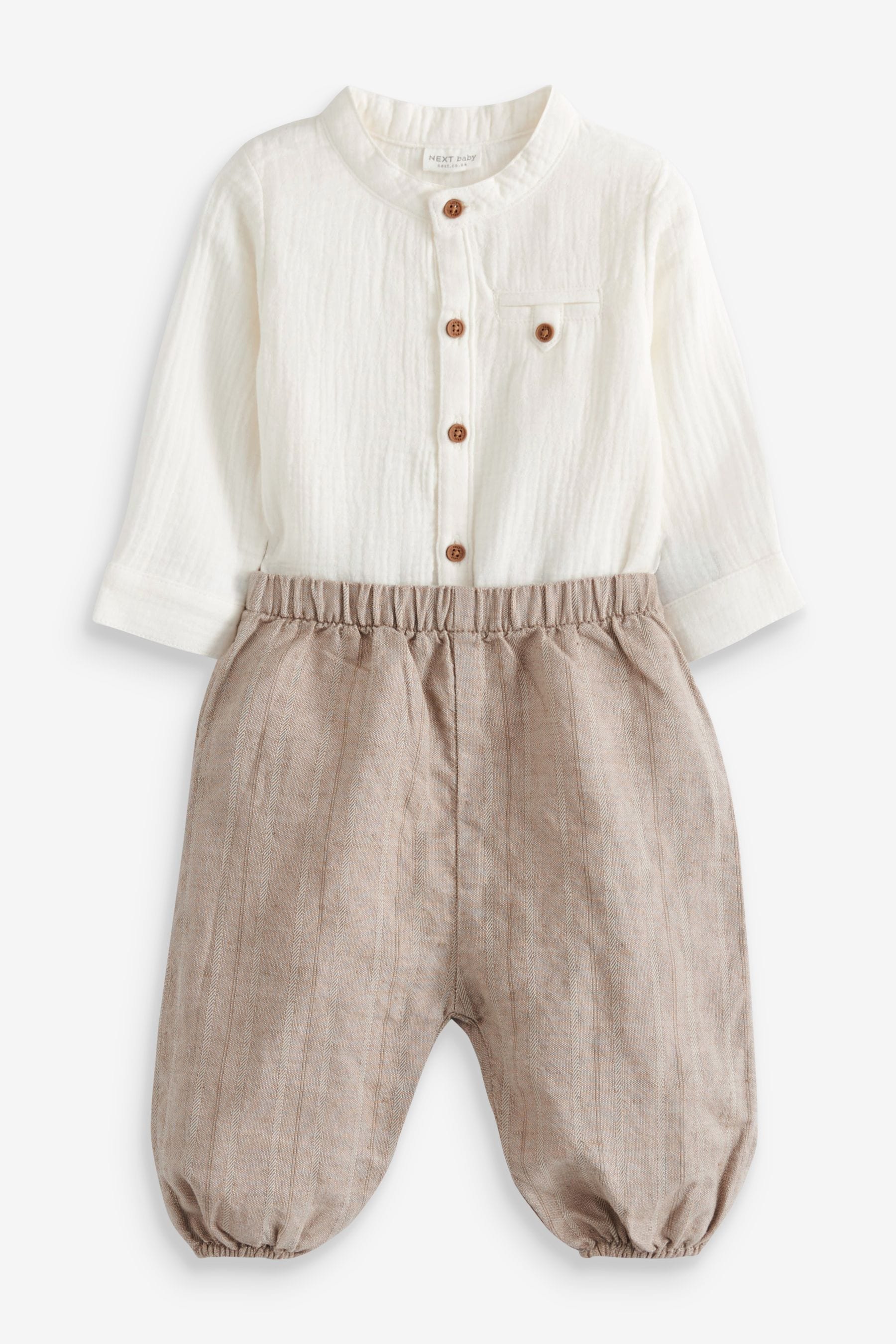 Neutral 2 Piece Smart baby Shirt and Trouser Set (0mths-2yrs)