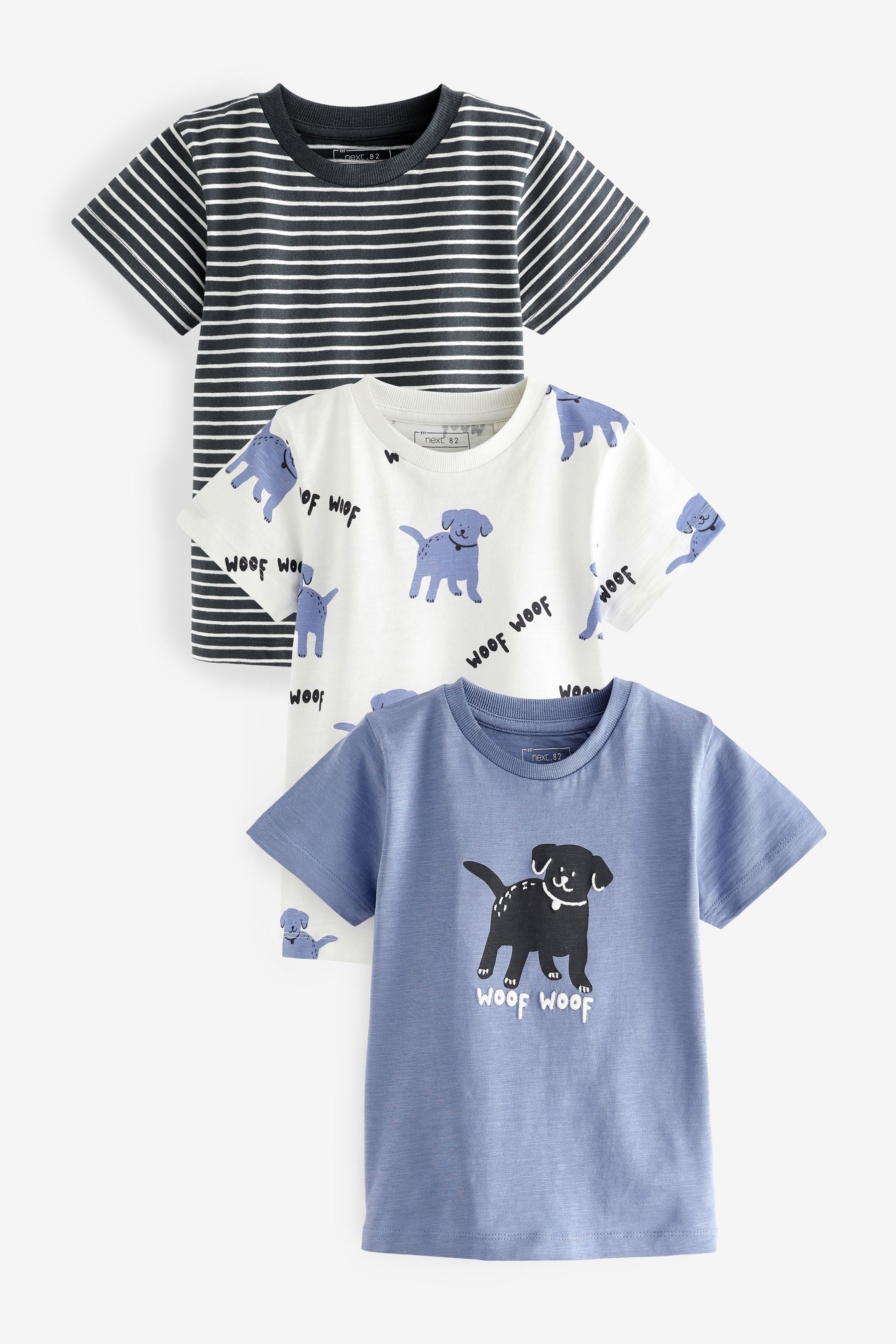 Navy Animal Short Sleeve T-Shirt 3 Pack (3mths-7yrs)