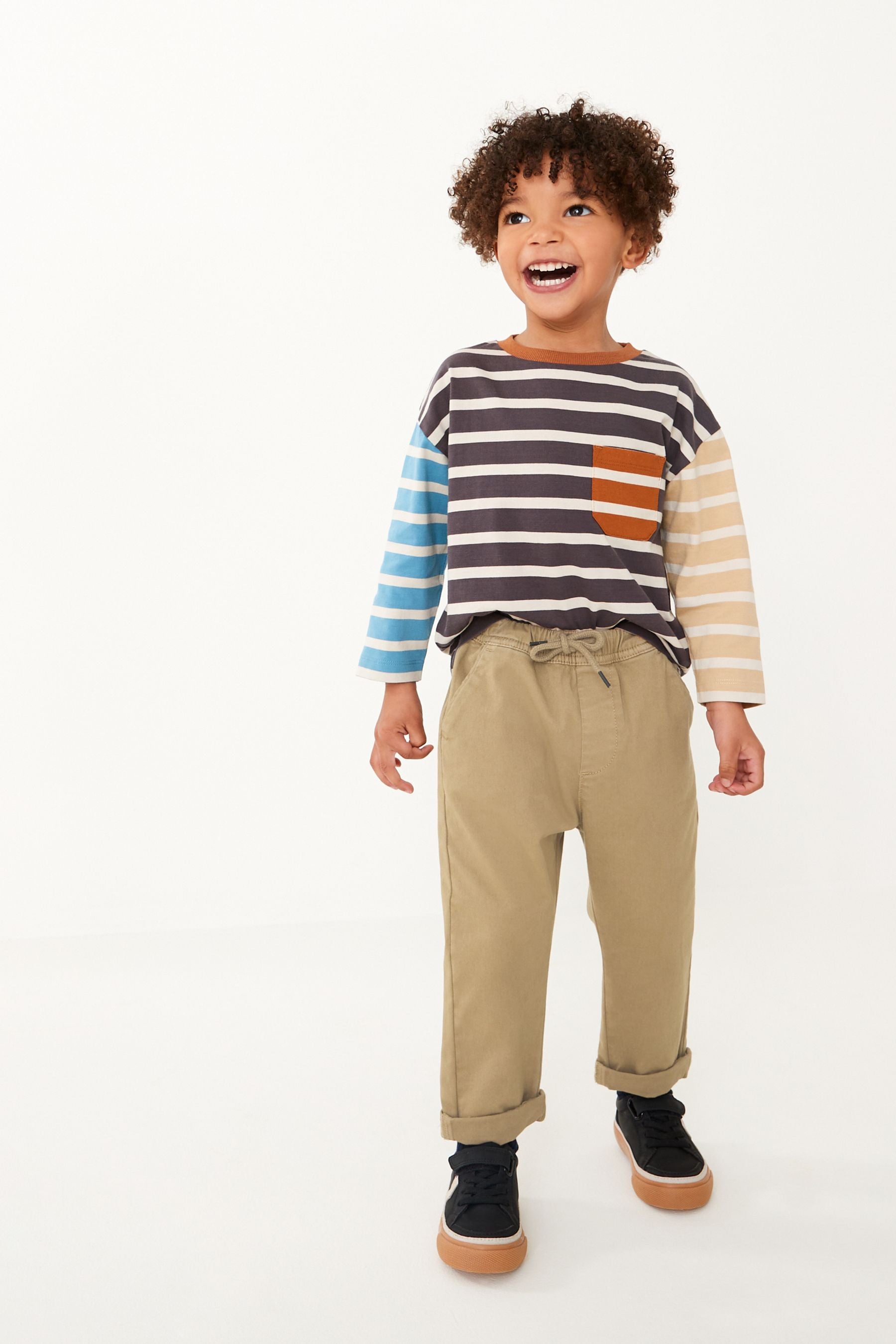 Neutral Tan Loose Fit Pull-On Chino Trousers (3mths-7yrs)