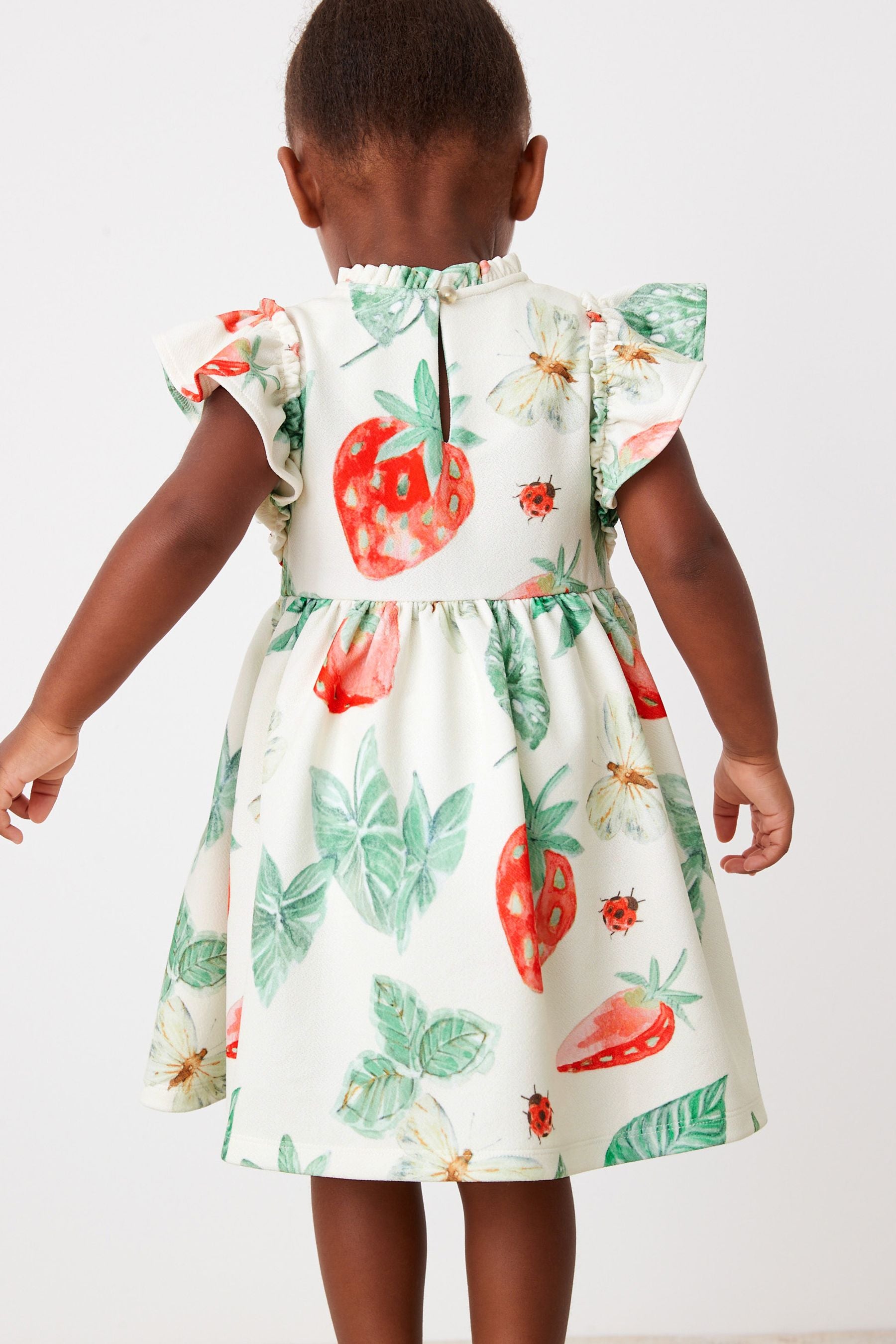 Green Strawberry Print Ponte Occasion Dress (3mths-7yrs)