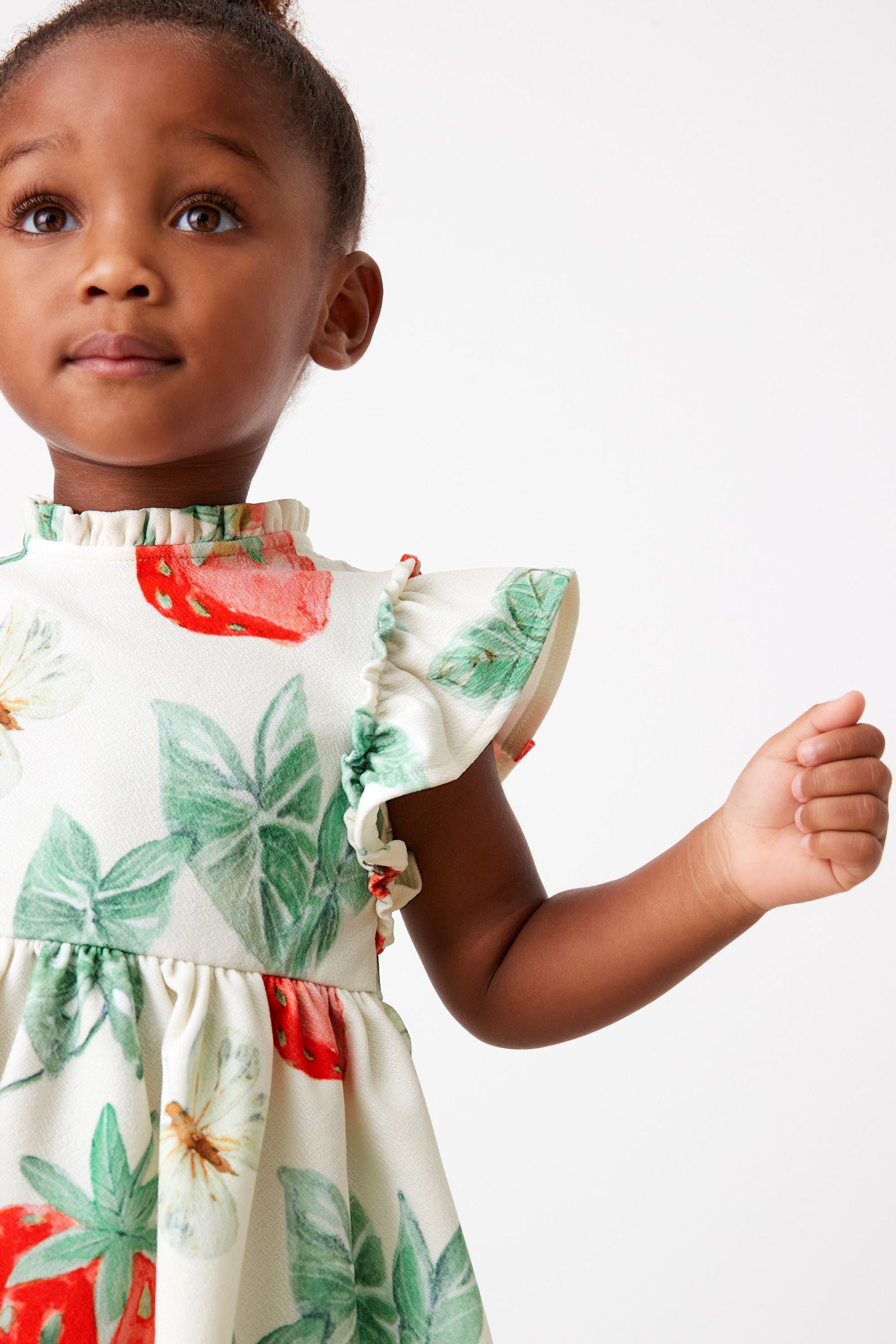 Green Strawberry Print Ponte Occasion Dress (3mths-7yrs)