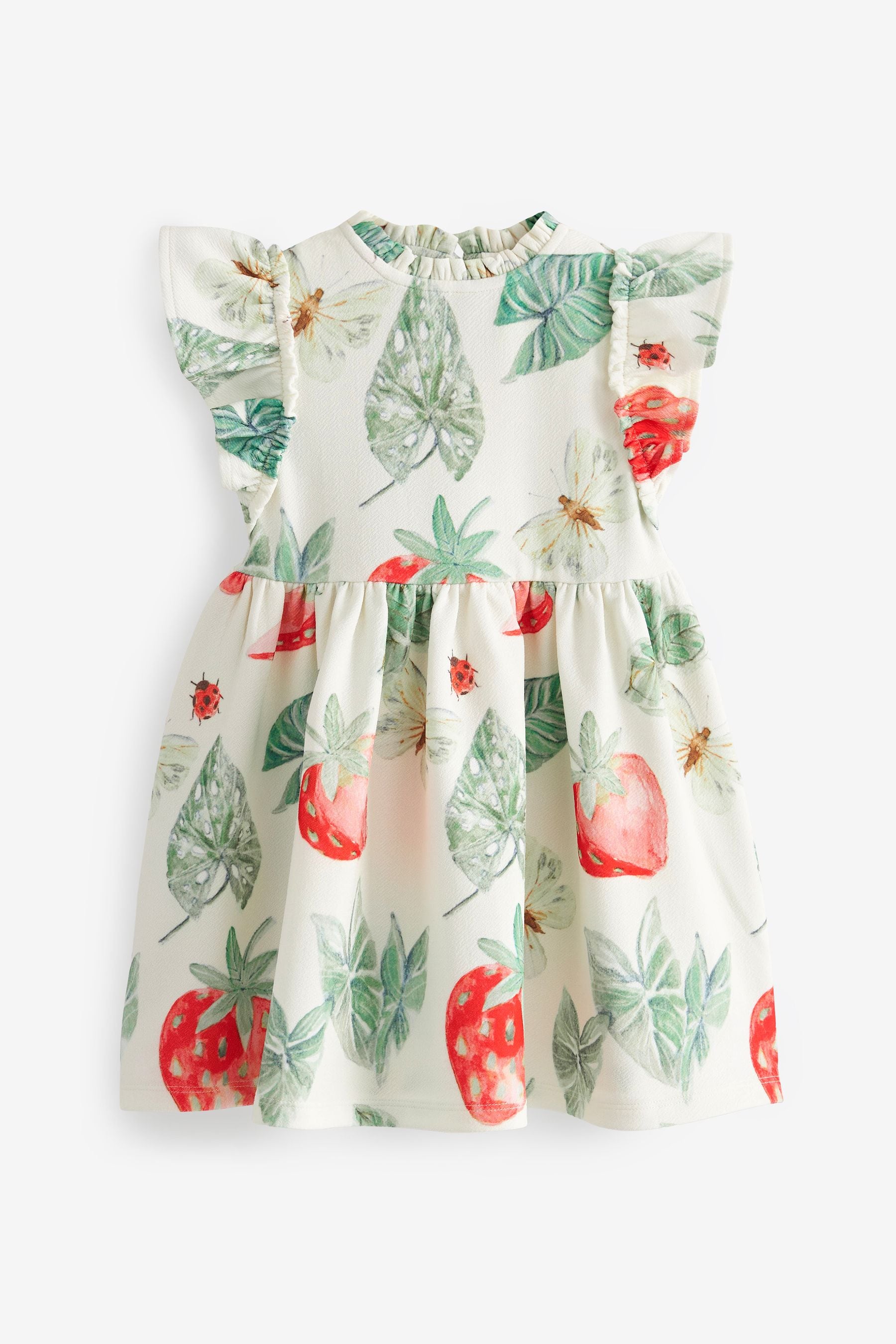 Green Strawberry Print Ponte Occasion Dress (3mths-7yrs)