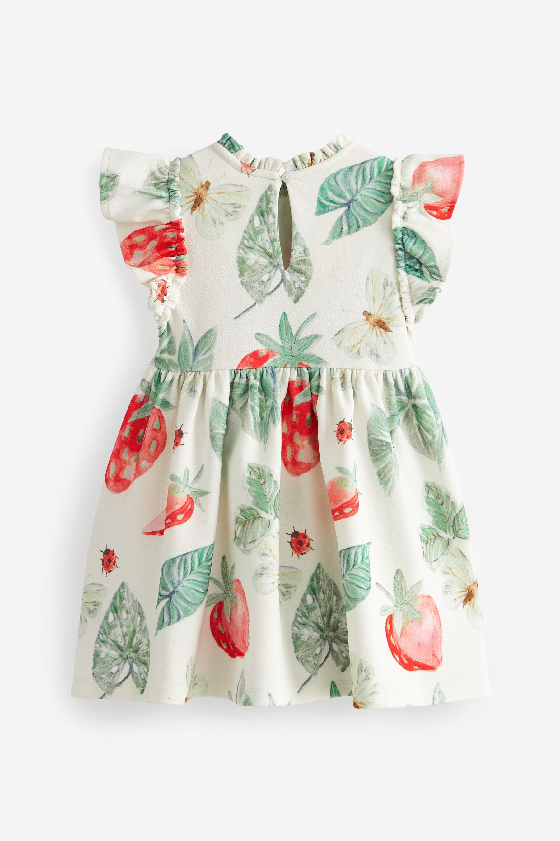 Green Strawberry Print Ponte Occasion Dress (3mths-7yrs)