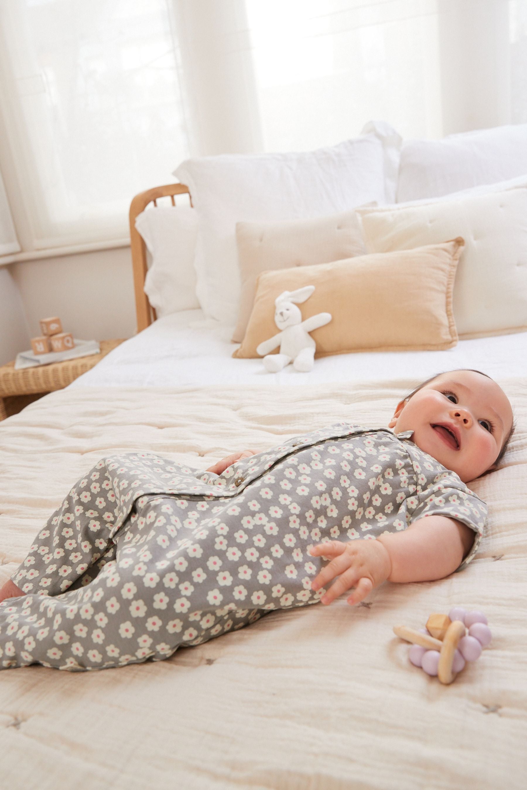 Grey Floral Baby Jersey Jumpsuit (0mths-2yrs)