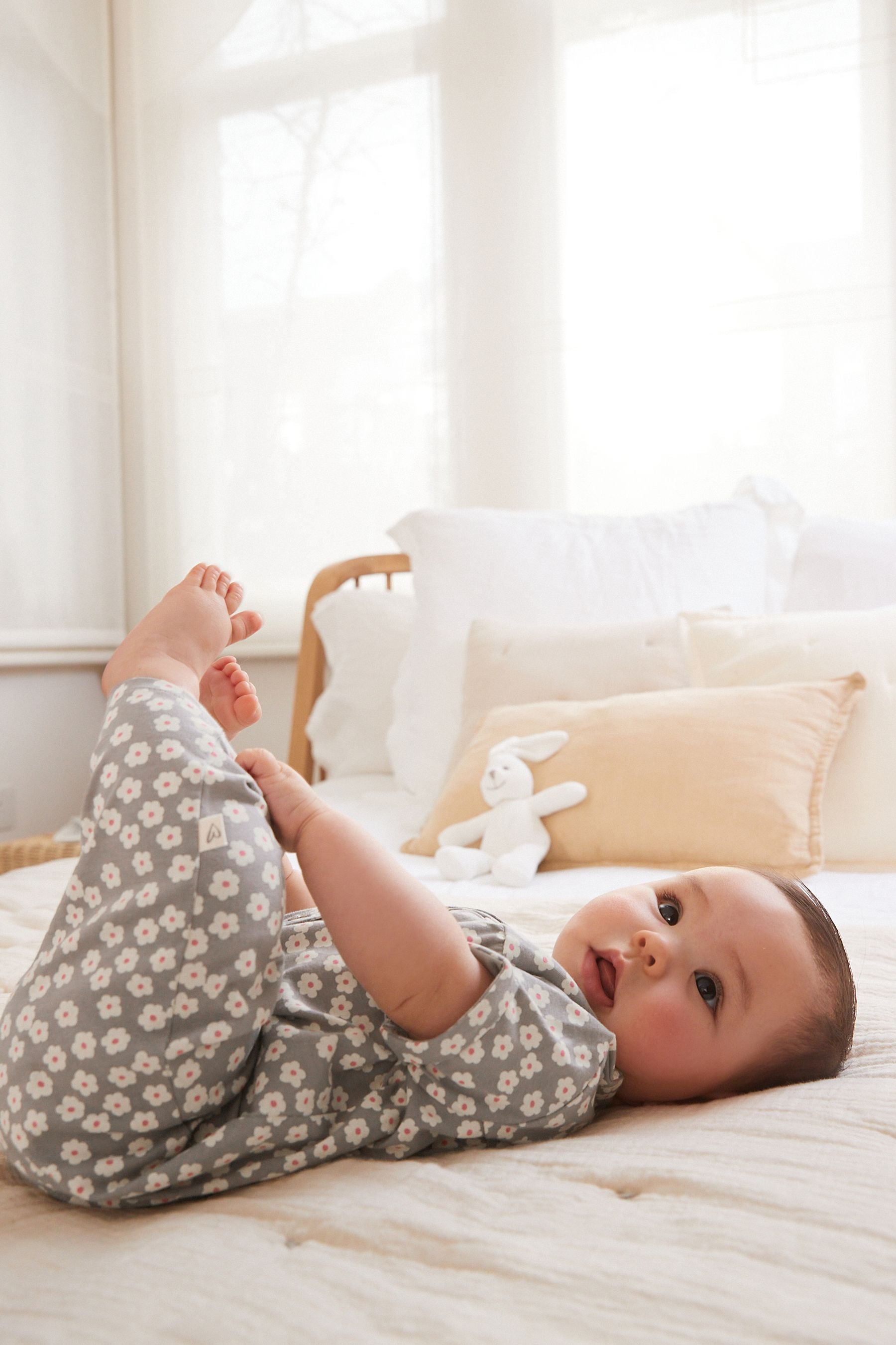 Grey Floral Baby Jersey Jumpsuit (0mths-2yrs)