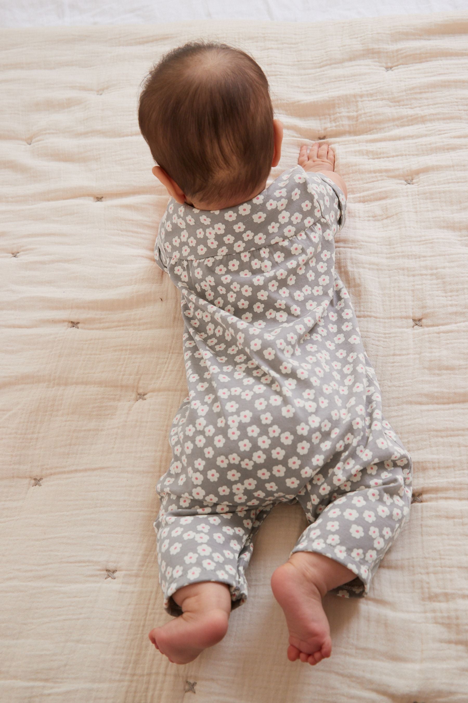 Grey Floral Baby Jersey Jumpsuit (0mths-2yrs)