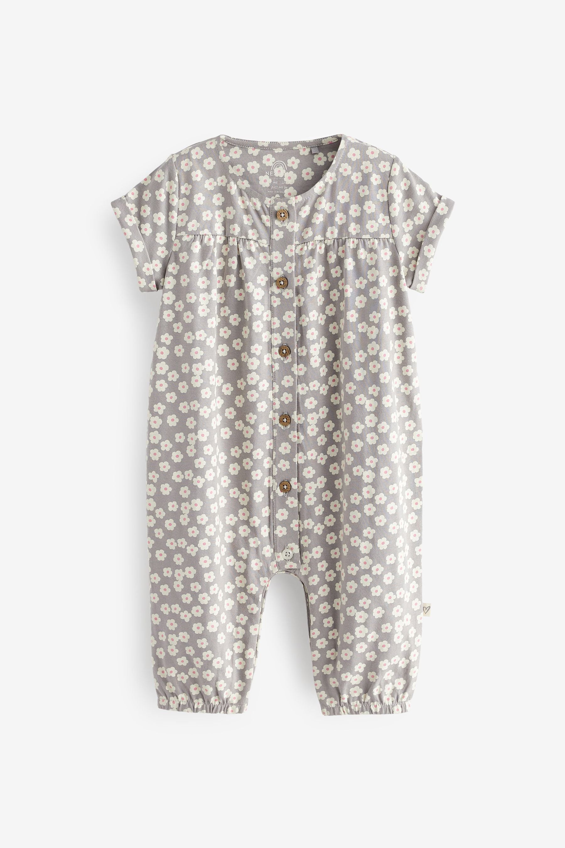 Grey Floral Baby Jersey Jumpsuit (0mths-2yrs)