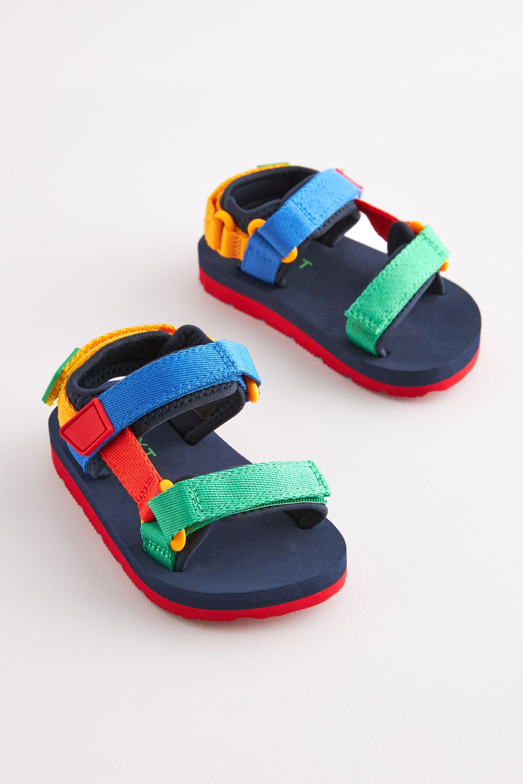 Bright Colourblock Touch Fastening Adjustable Strap Tape Trekker Sandals