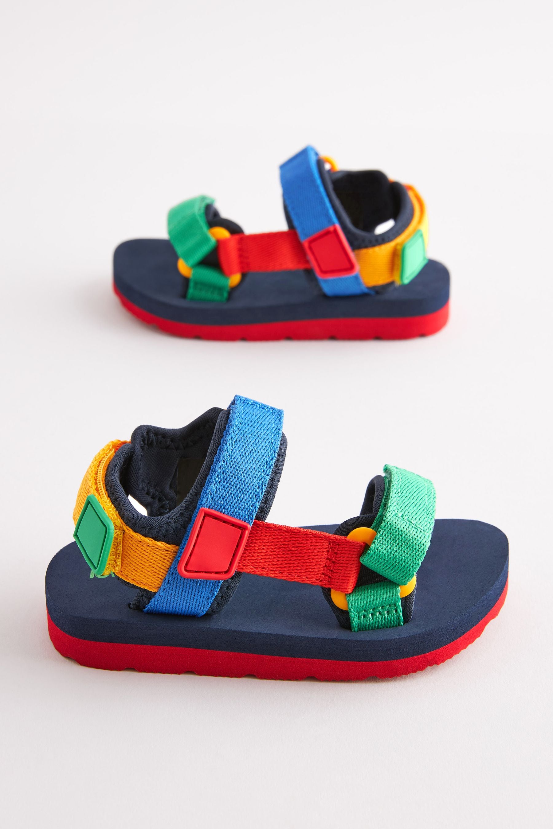 Bright Colourblock Touch Fastening Adjustable Strap Tape Trekker Sandals