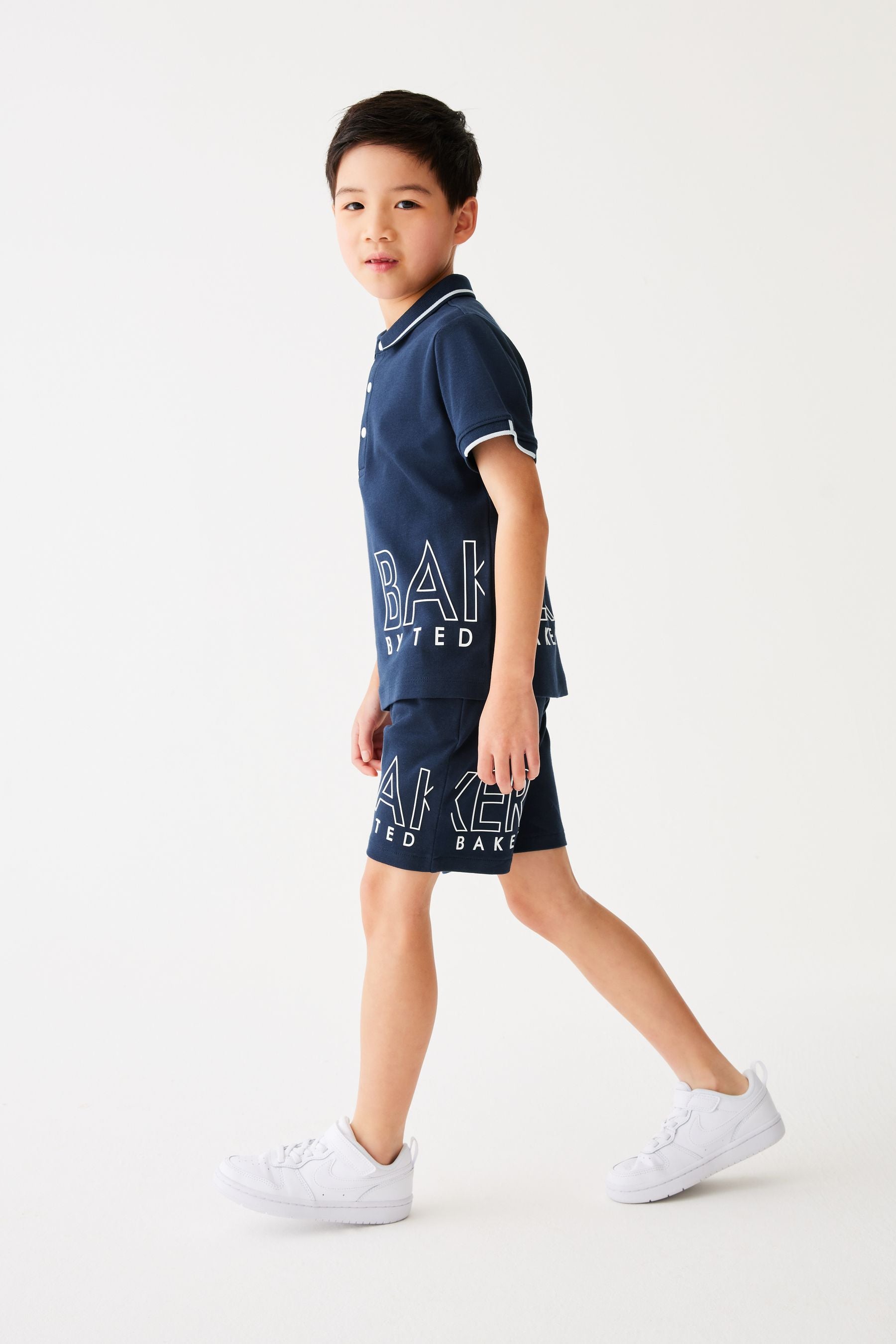 Navy Baker by Ted Baker Stone Polo Shirt and Short Set