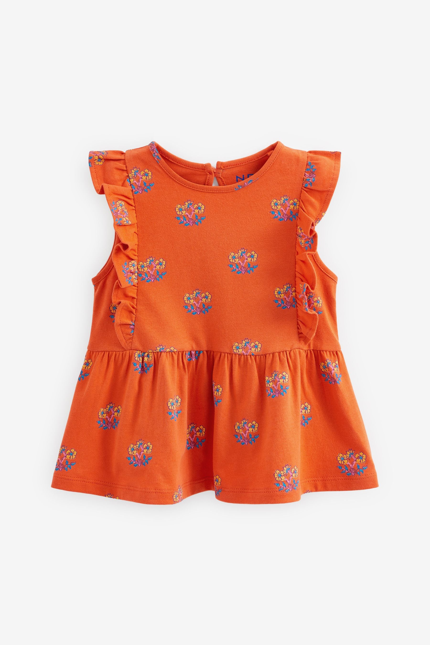 Orange Geo Ditsy Cotton Frill Peplum Vest (3mths-7yrs)