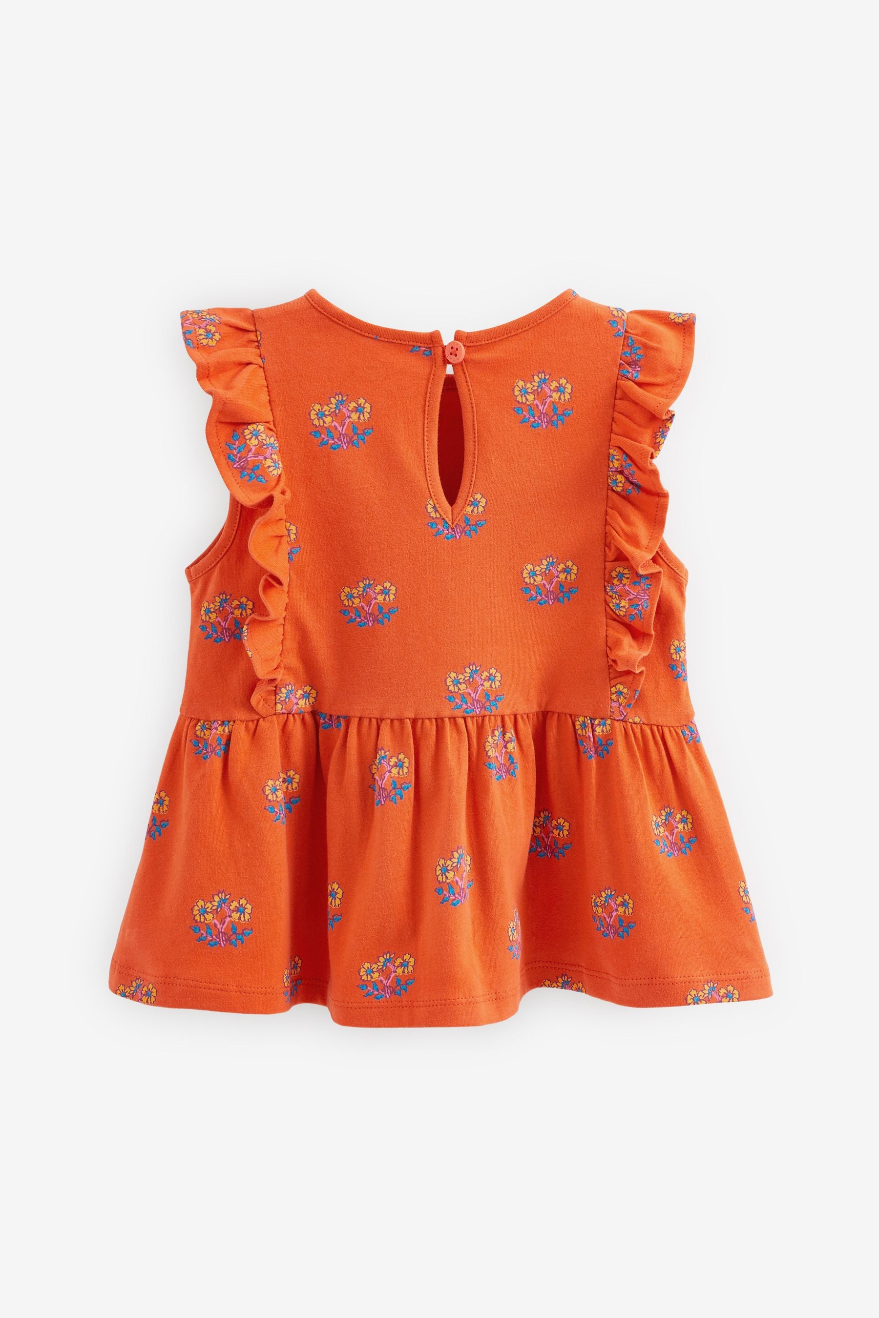 Orange Geo Ditsy Cotton Frill Peplum Vest (3mths-7yrs)