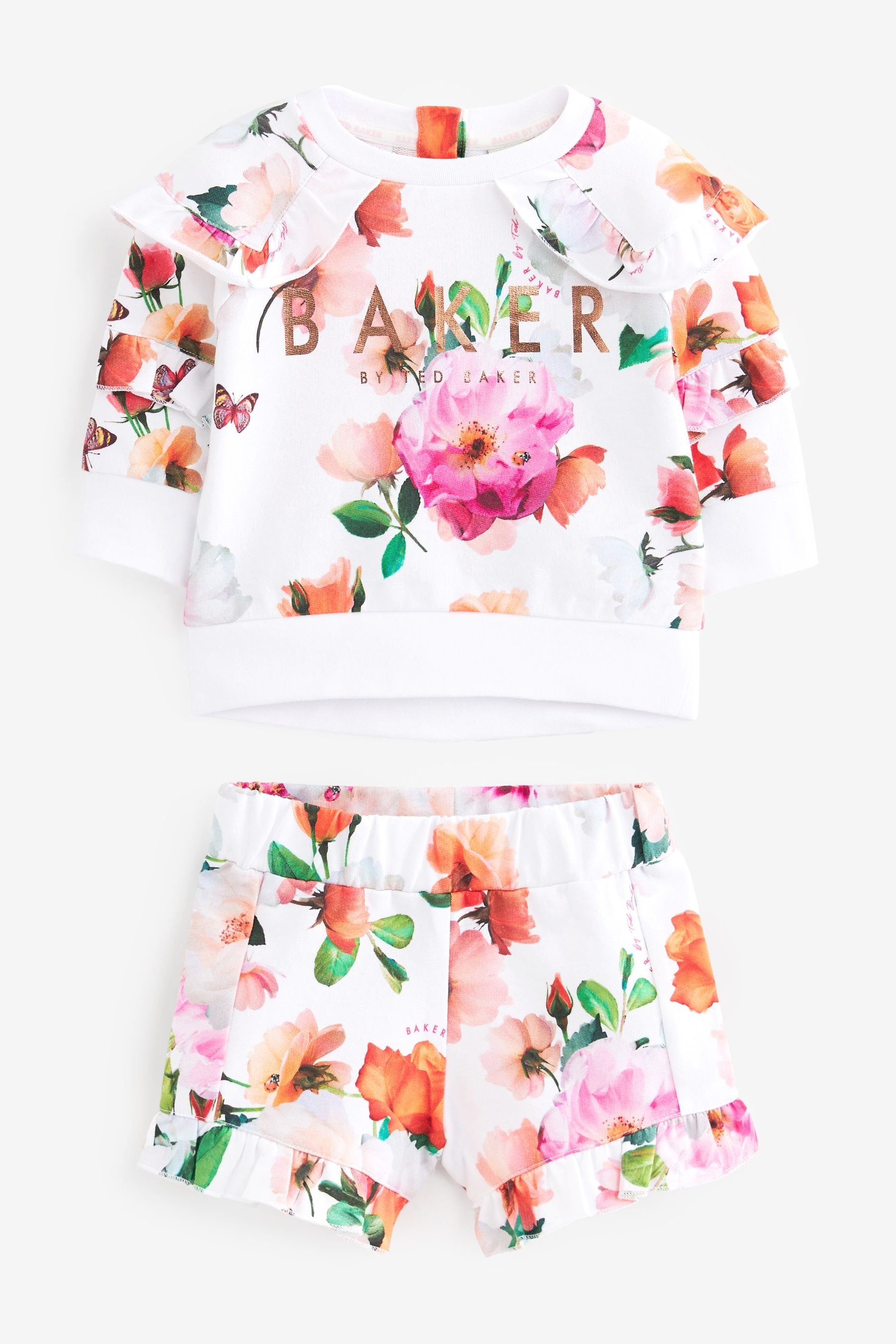 White Baker by Ted Baker White Floral Sweater And Short Set