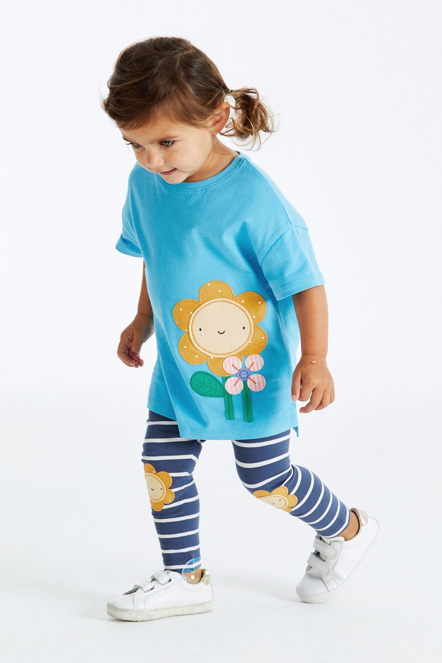 Blue Flower Oversized T-Shirt And Leggings Set (3mths-7yrs)