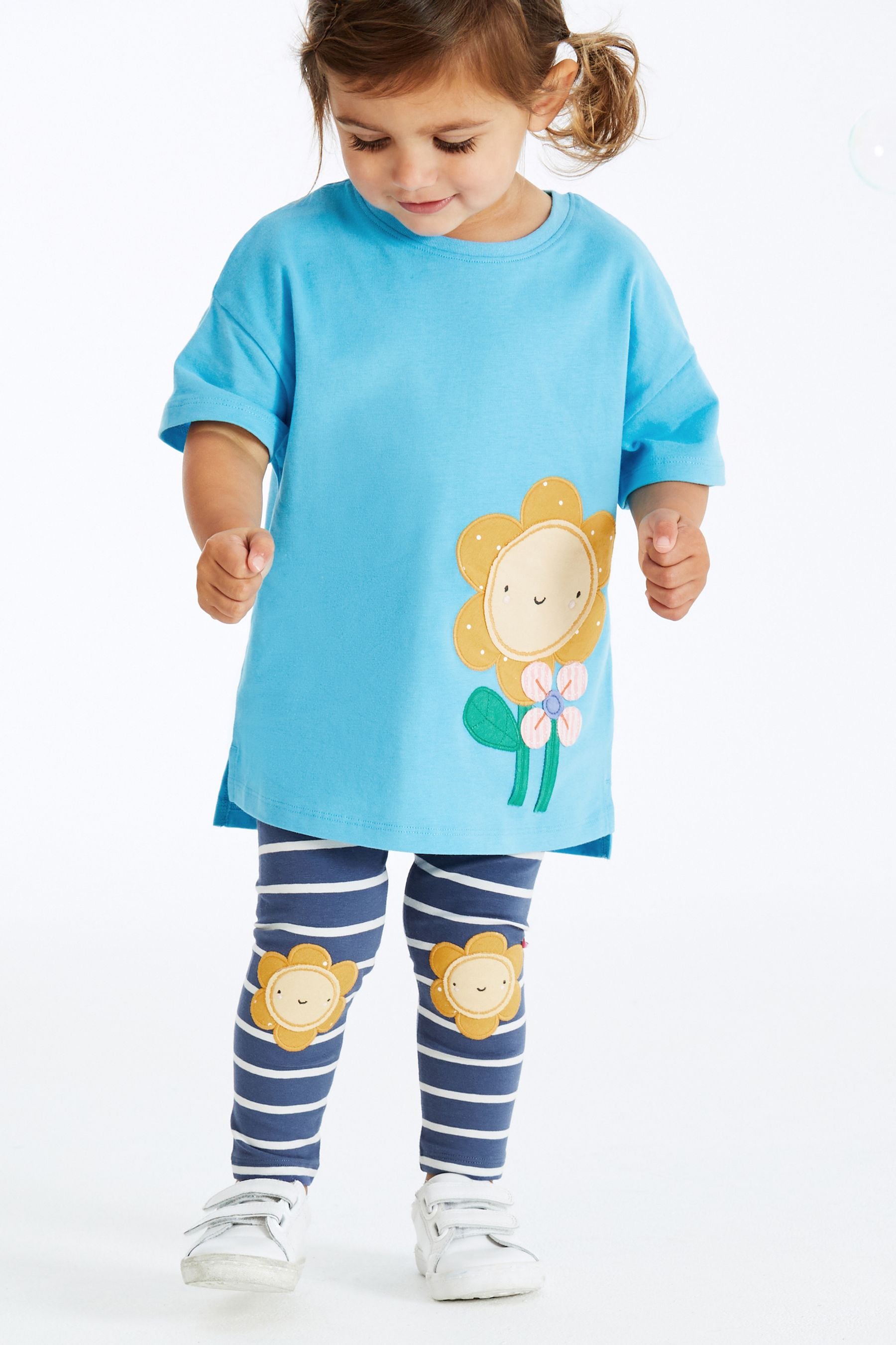 Blue Flower Oversized T-Shirt And Leggings Set (3mths-7yrs)