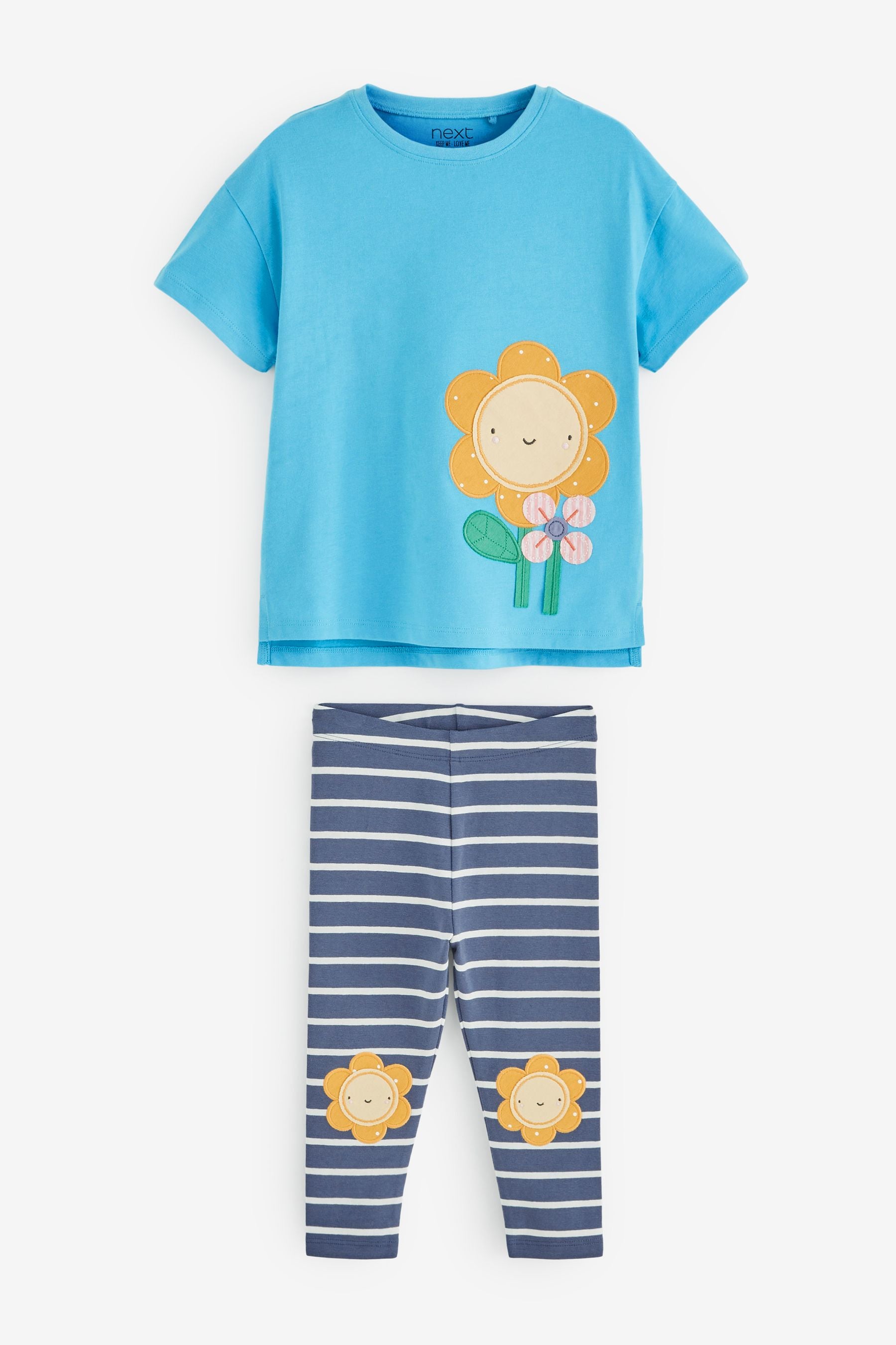 Blue Flower Oversized T-Shirt And Leggings Set (3mths-7yrs)