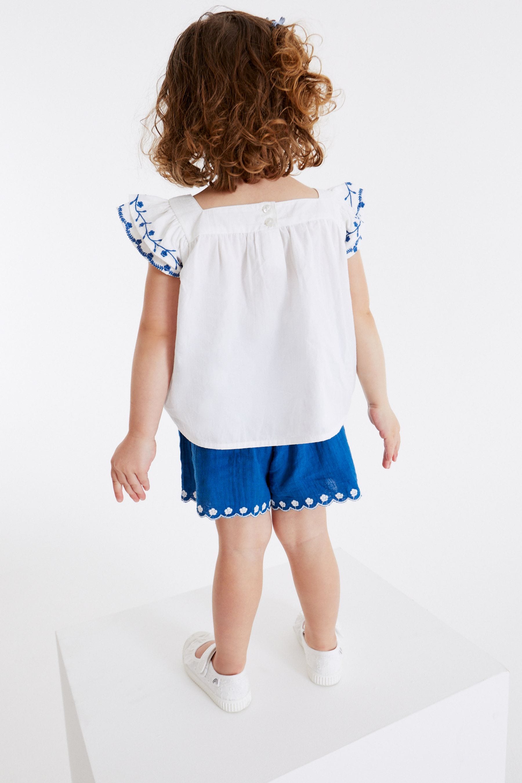 White/Blue Top And Short Set (3mths-7yrs)