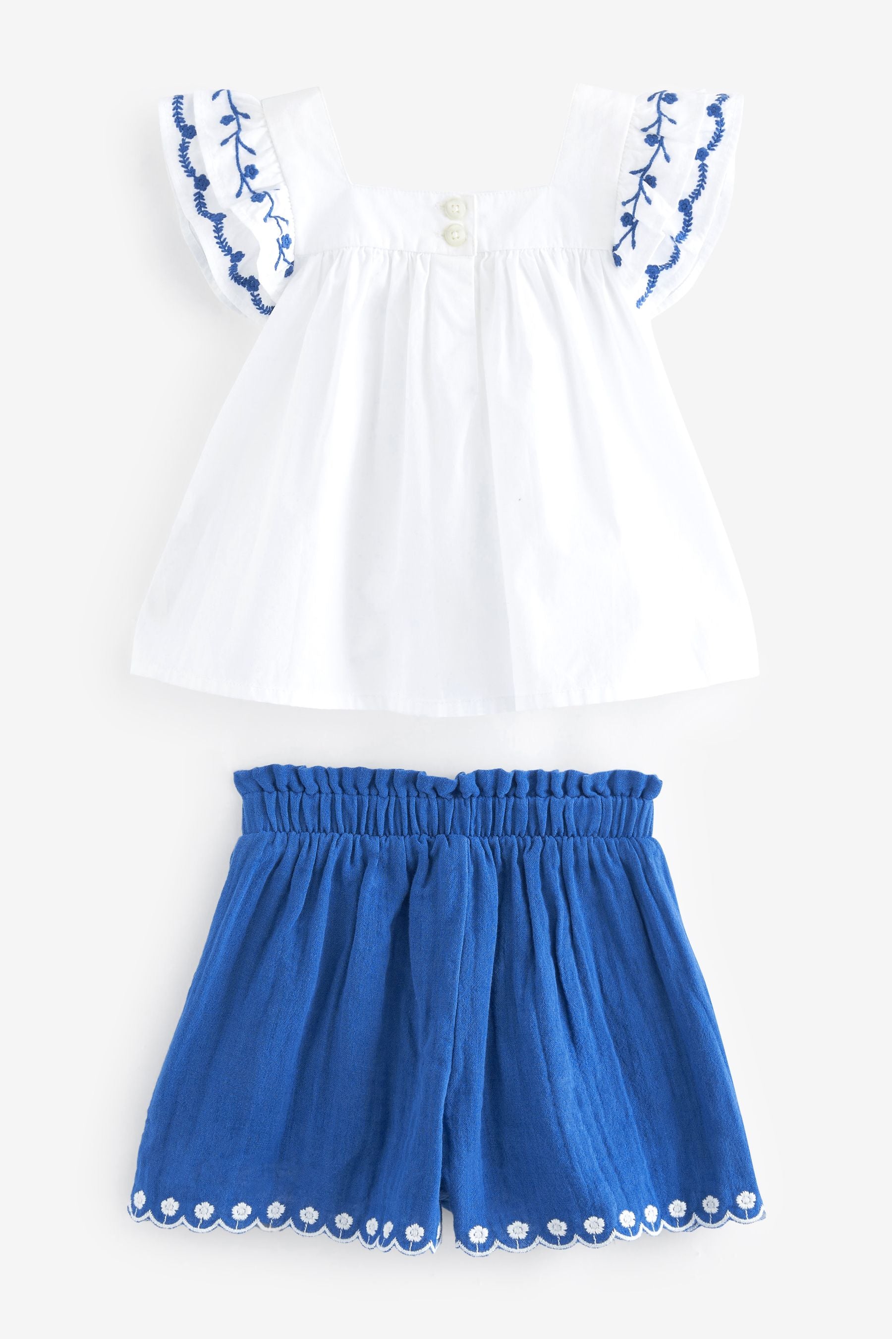 White/Blue Top And Short Set (3mths-7yrs)