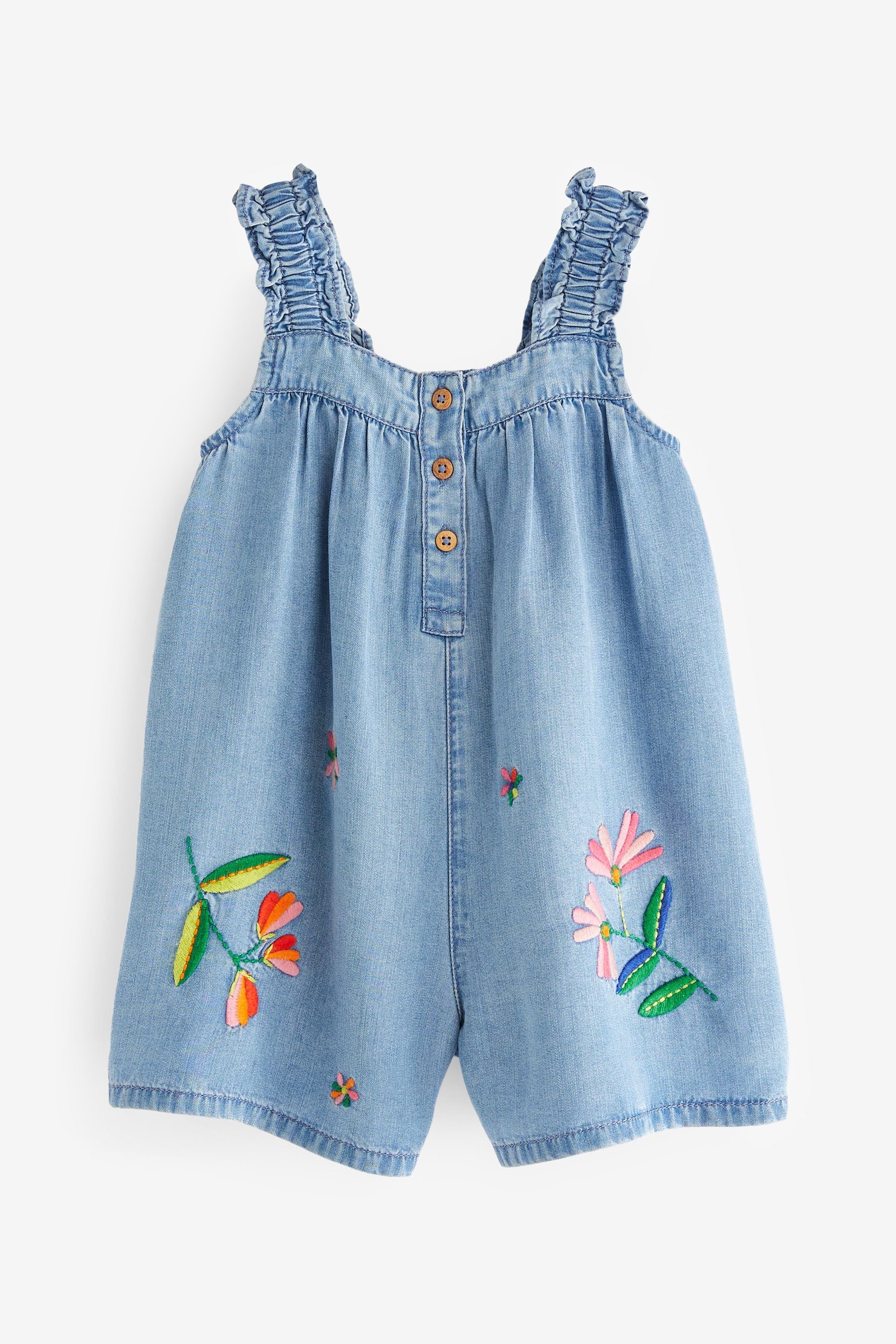 Denim Embroidered Playsuit (3mths-7yrs)