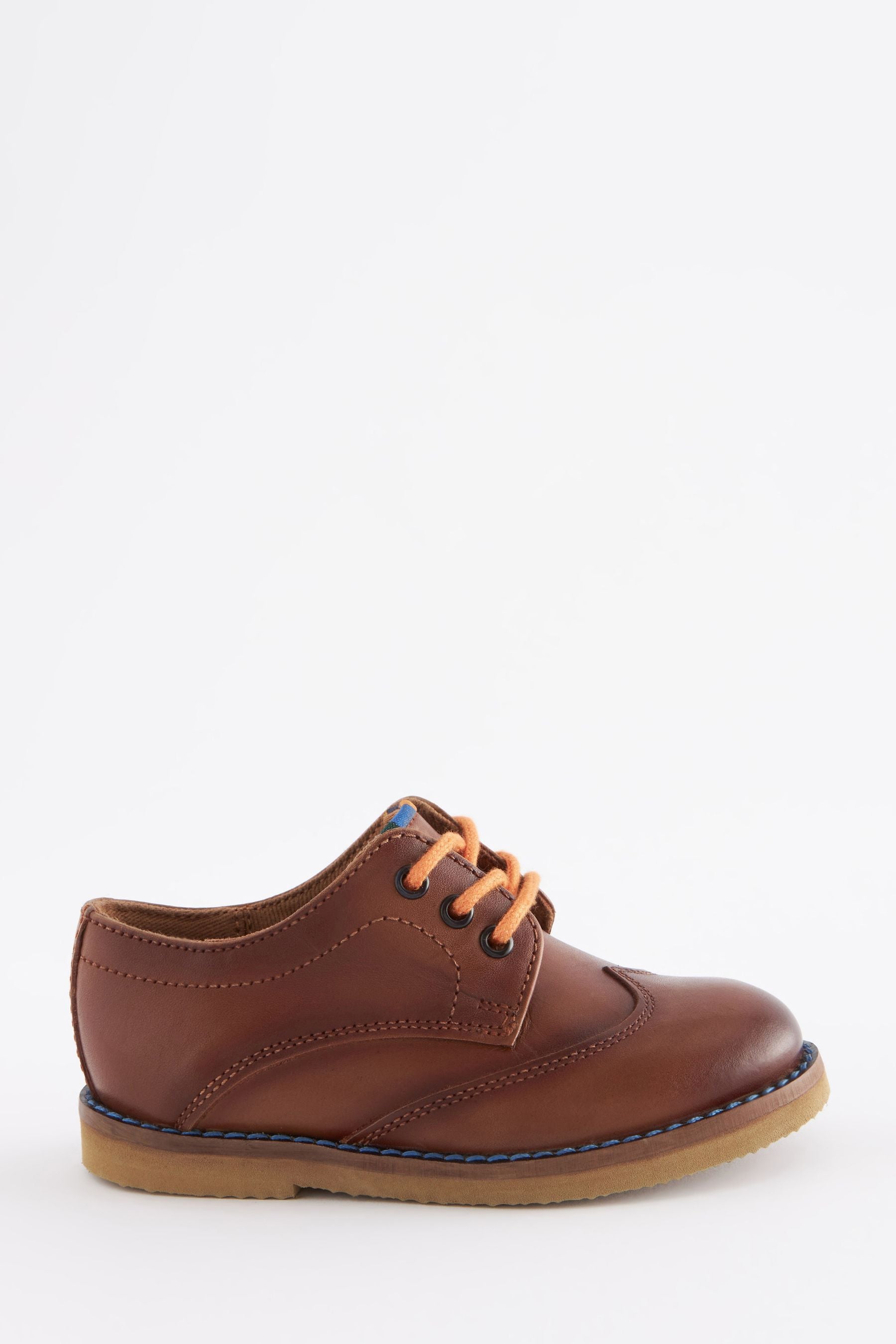 Tan Brown Leather Derby Lace-Up Shoes