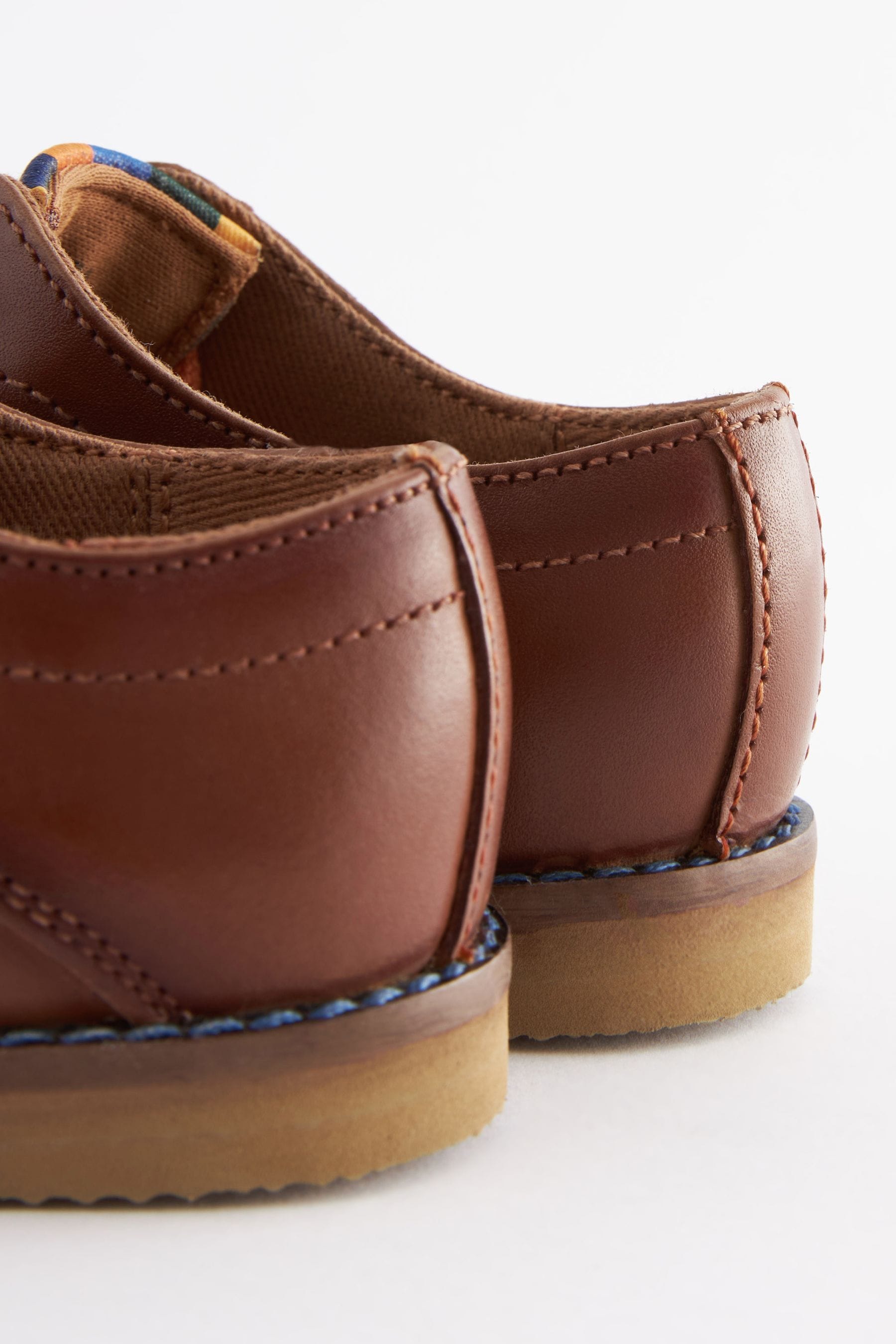 Tan Brown Leather Derby Lace-Up Shoes