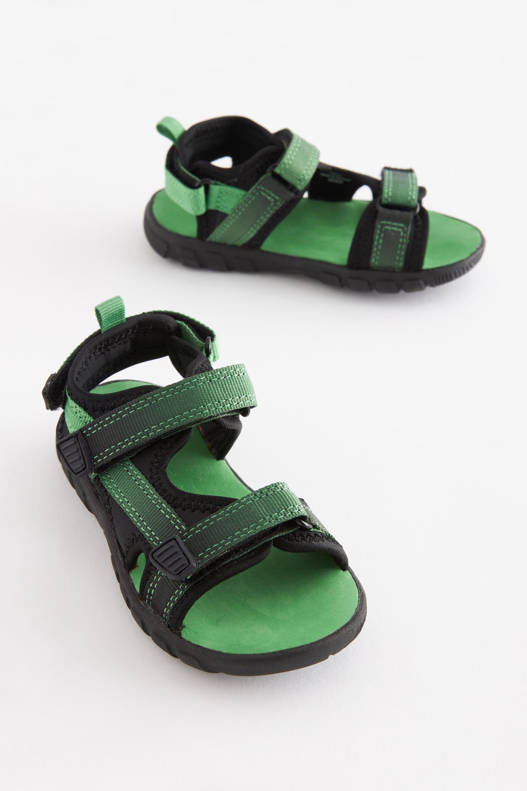 Green/Black Lightweight Touch Fastening Adjustable Strap Trekker Sandals