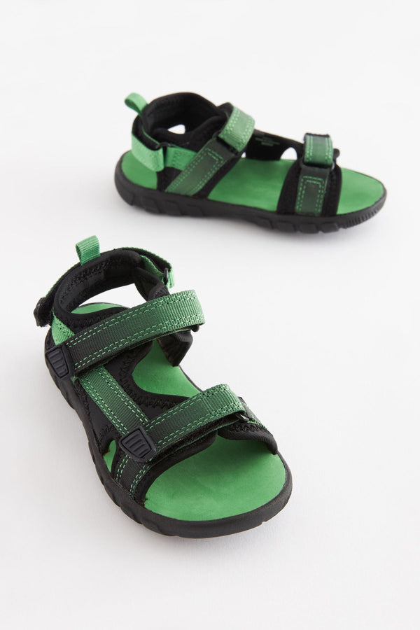 Green/Black Lightweight Touch Fastening Adjustable Strap Trekker Sandals