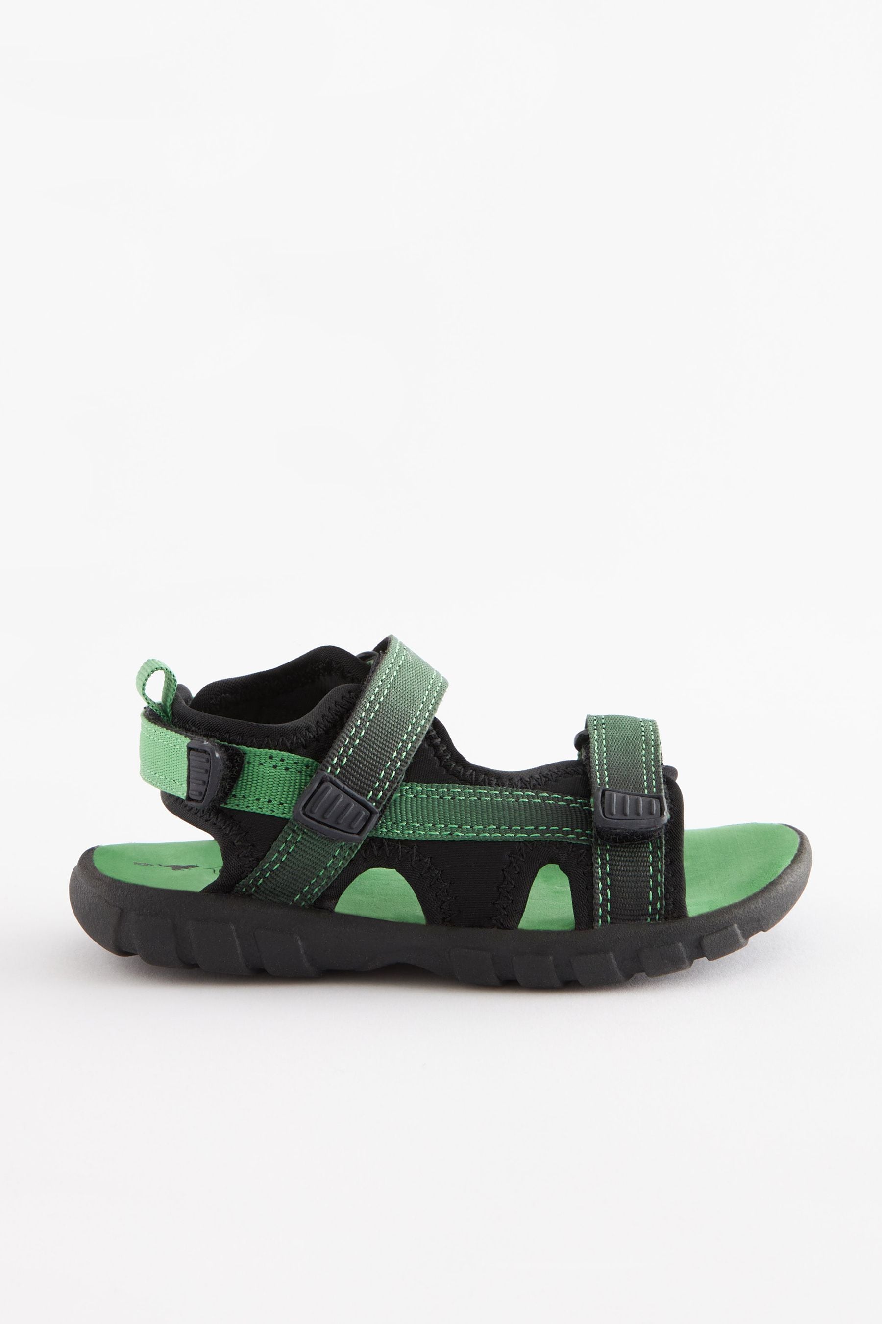 Green/Black Lightweight Touch Fastening Adjustable Strap Trekker Sandals