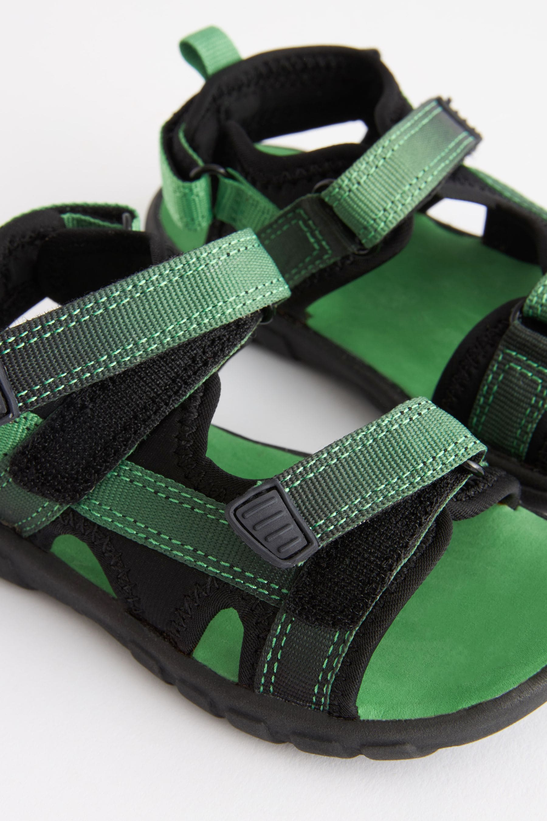 Green/Black Lightweight Touch Fastening Adjustable Strap Trekker Sandals