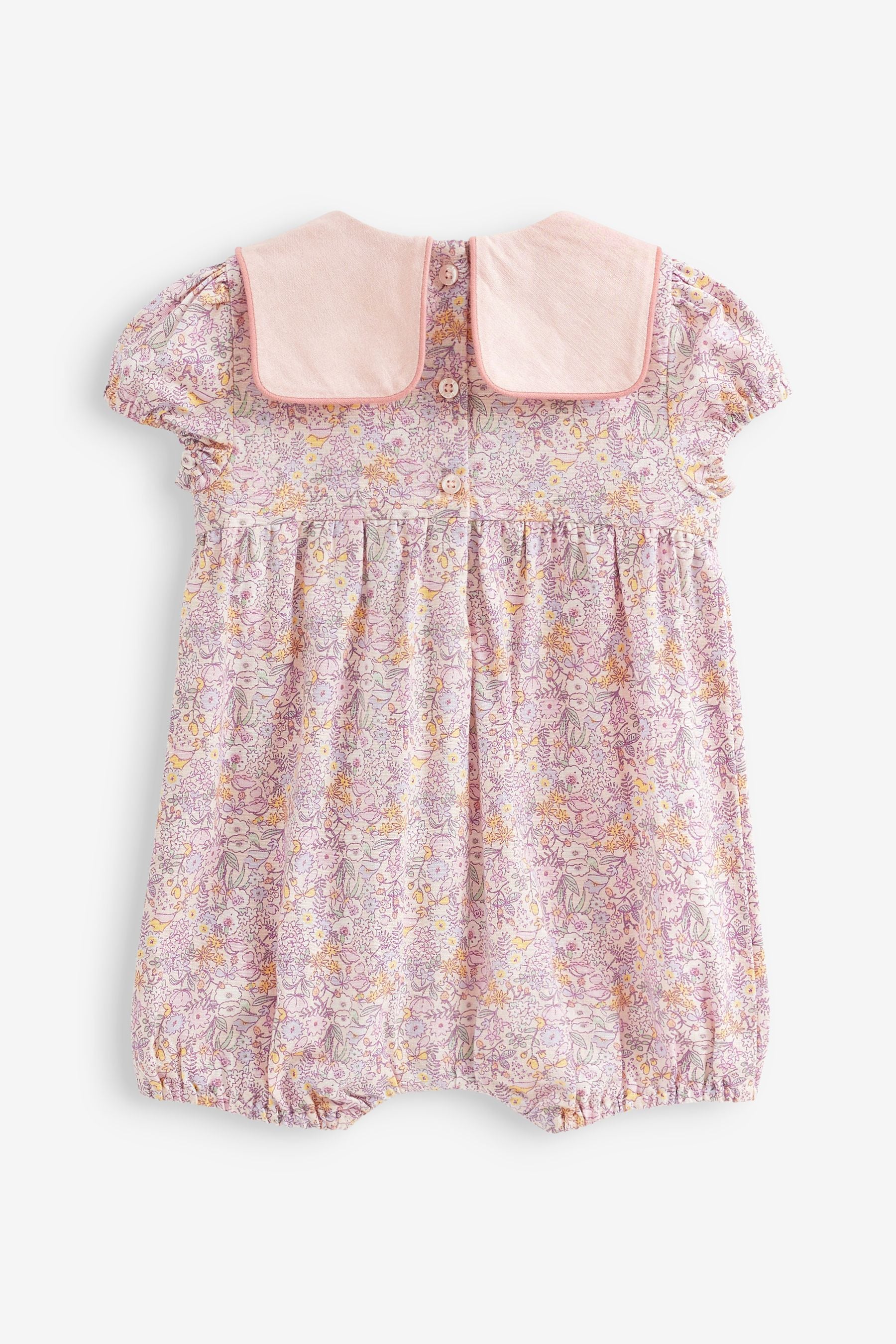 Pale Pink Floral Baby Playsuit (0mths-2yrs)