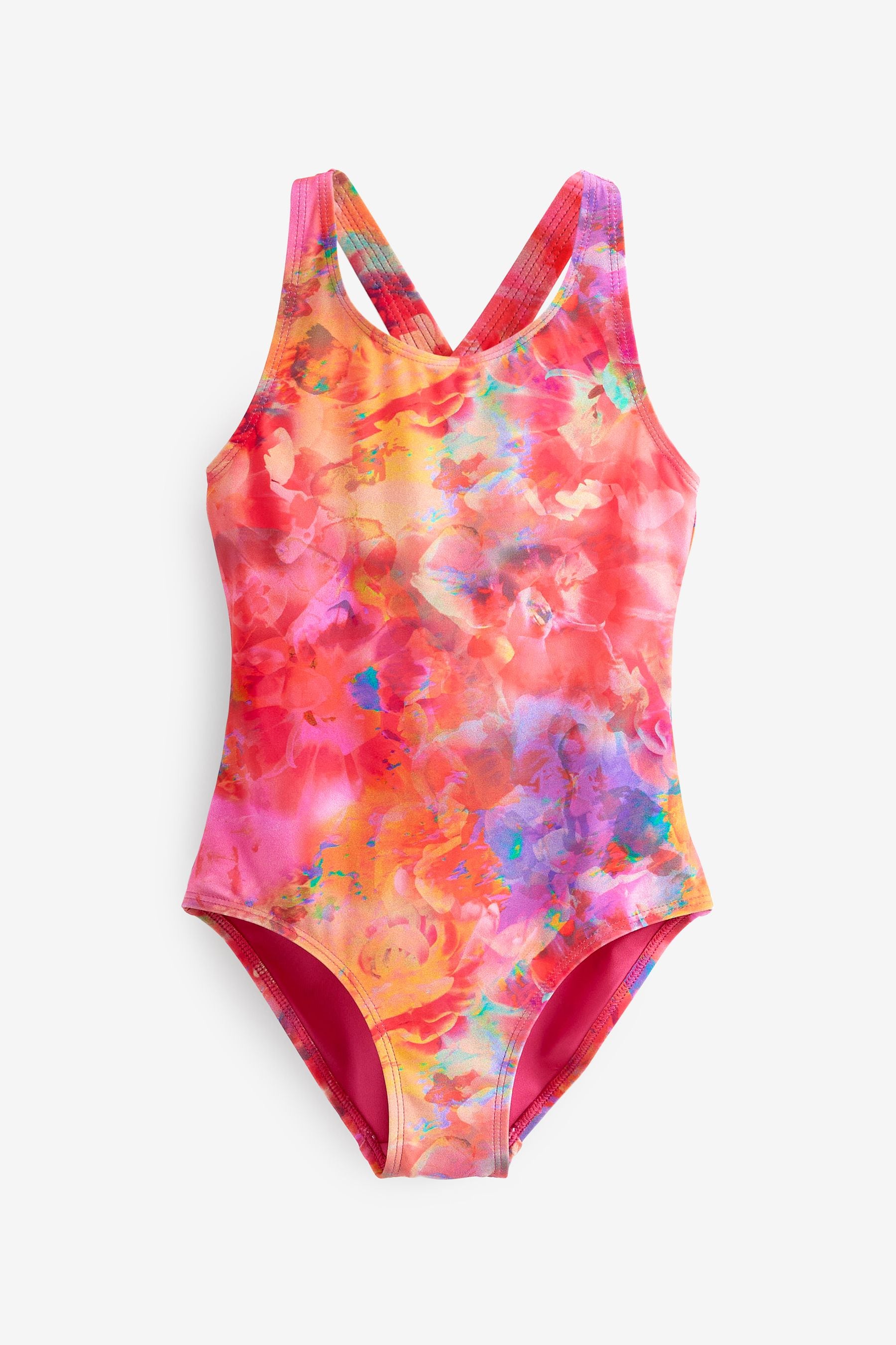 Pink Sports Cross-Back Swimsuit (3-16yrs)