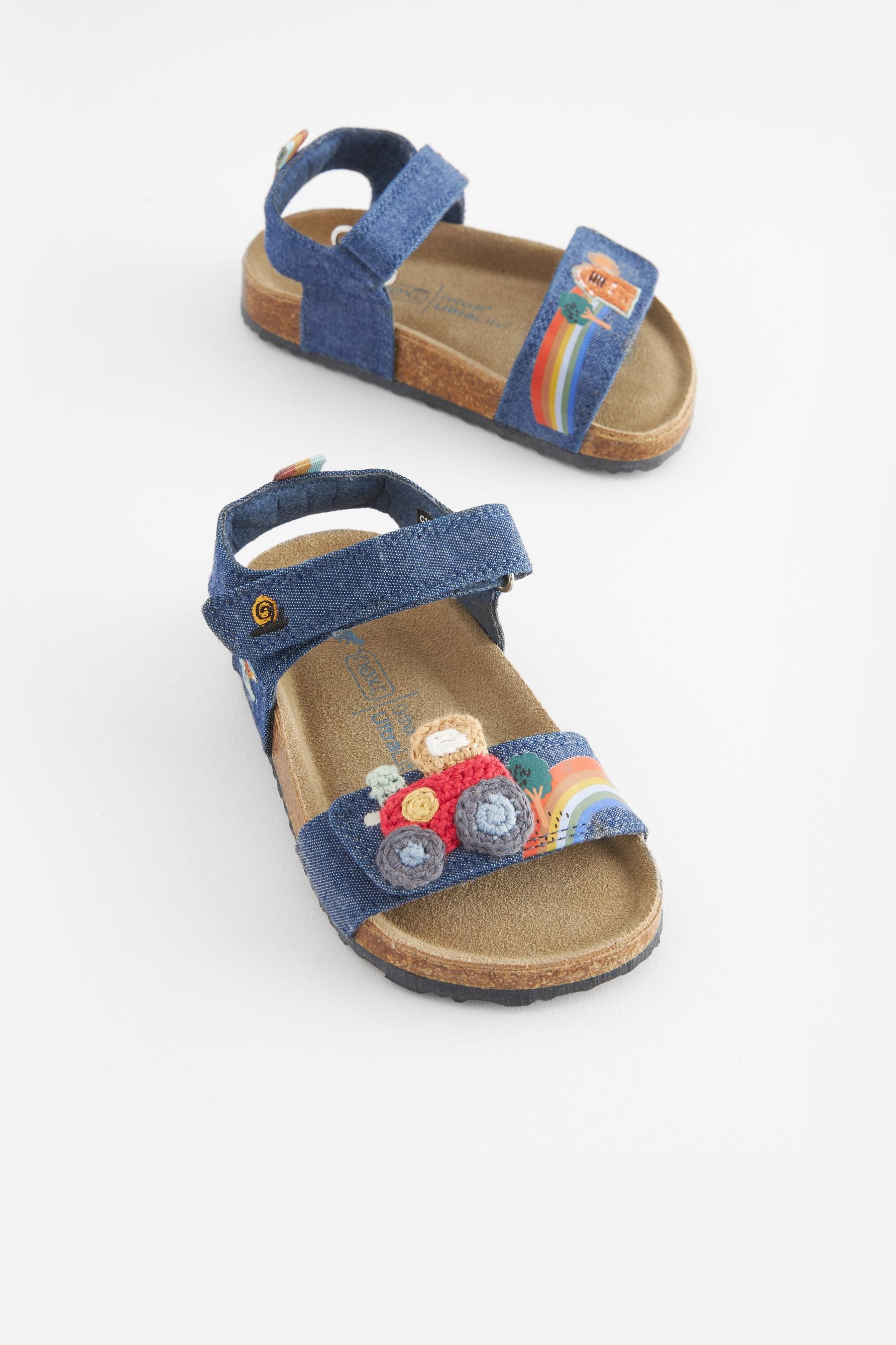 Denim Tractor Crochet Corkbed Comfort Sandals