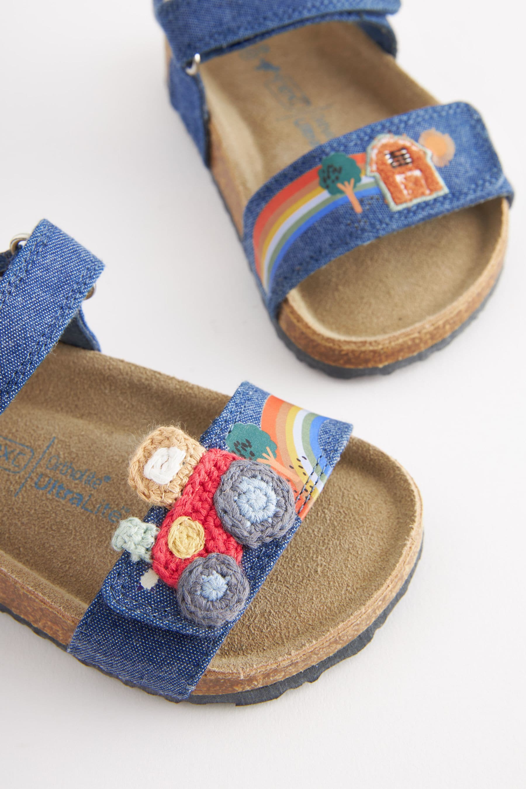 Denim Tractor Crochet Corkbed Comfort Sandals