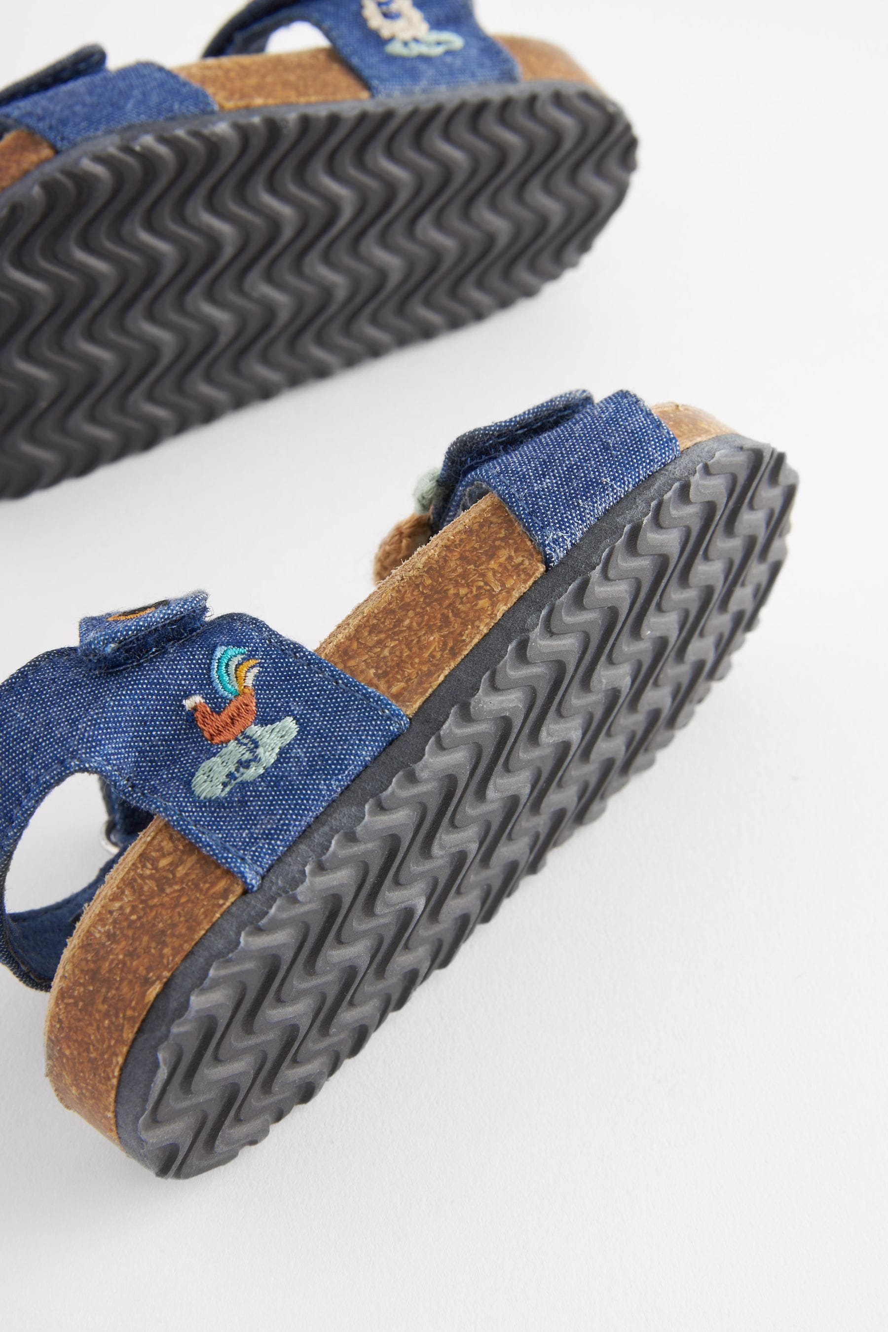 Denim Tractor Crochet Corkbed Comfort Sandals