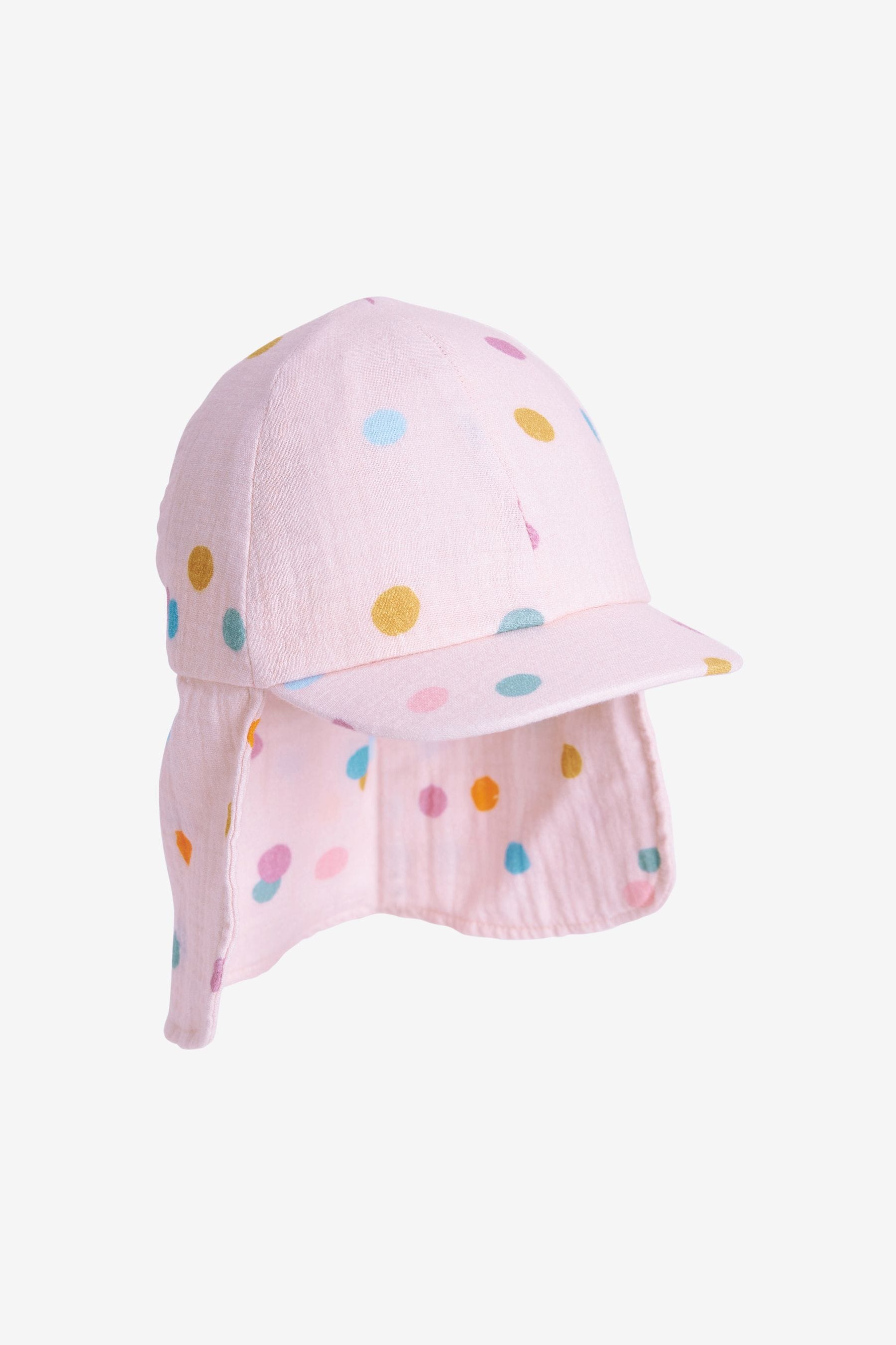 Pale Pink Spot Cotton Legionnaire Cap (3mths-10yrs)