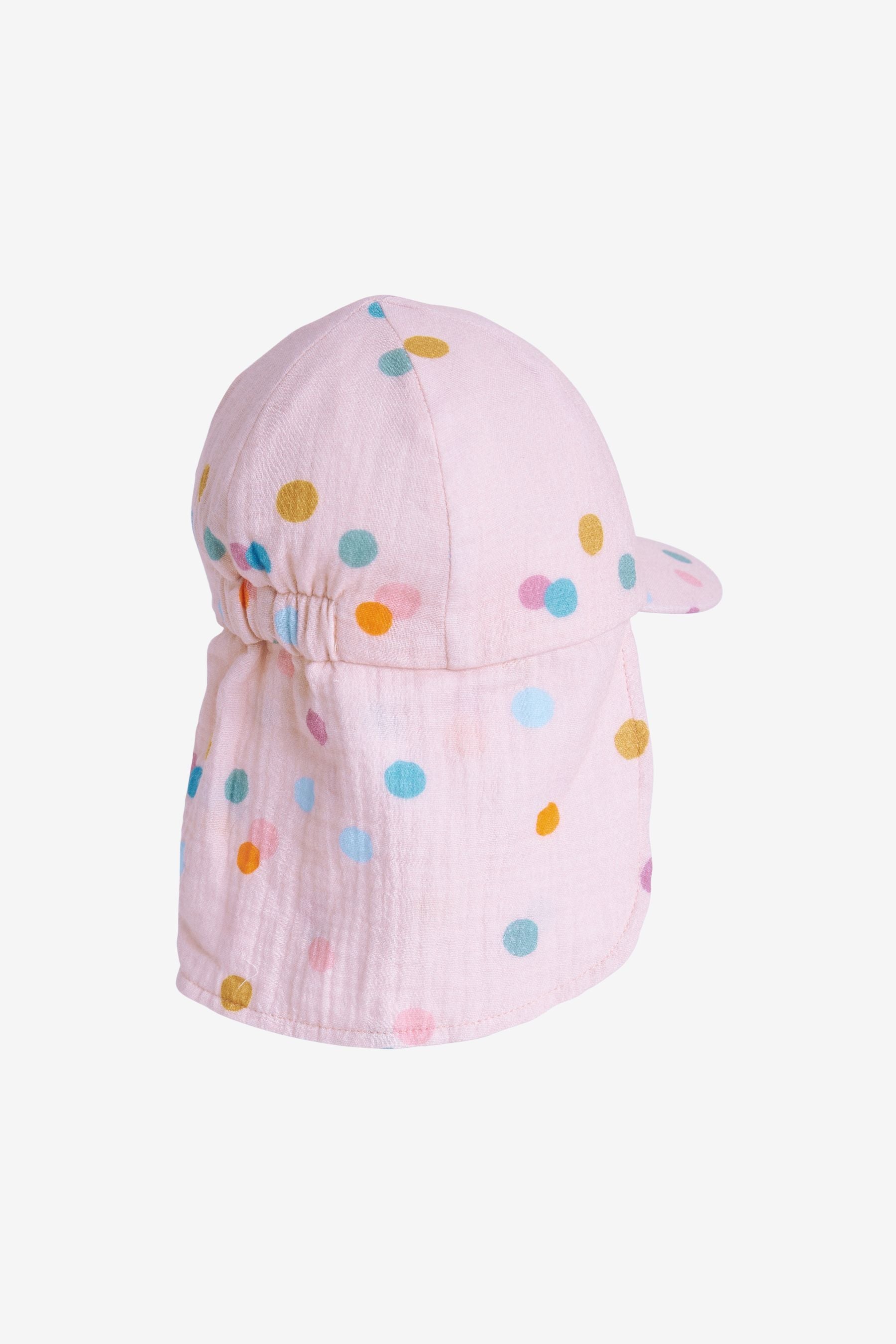 Pale Pink Spot Cotton Legionnaire Cap (3mths-10yrs)