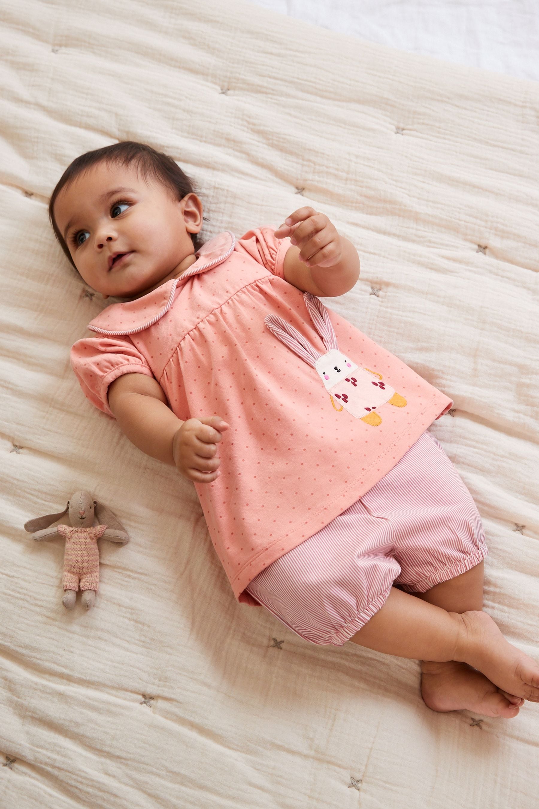 Pink 2 Piece Baby T-Shirt And Shorts Set