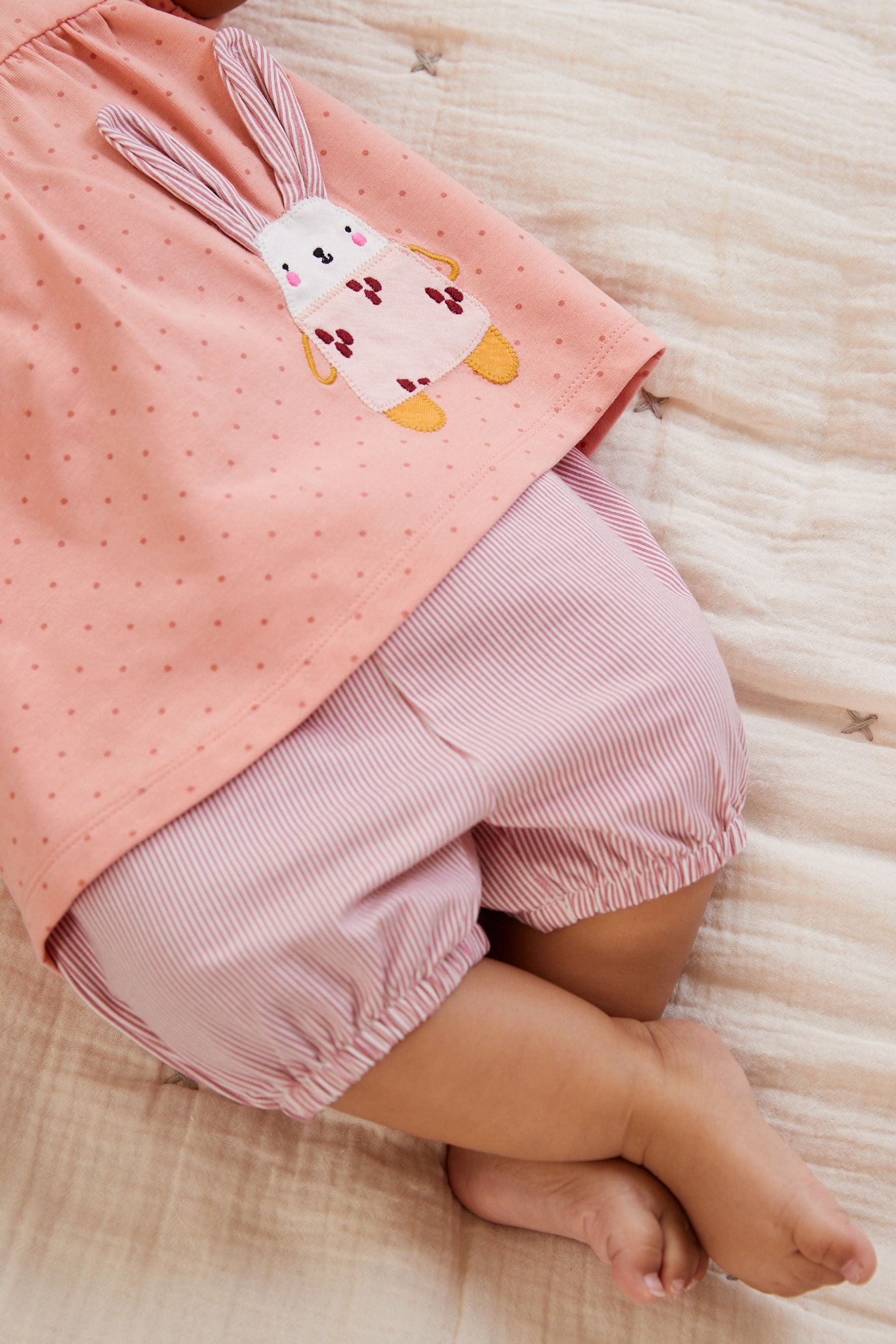 Pink 2 Piece Baby T-Shirt And Shorts Set