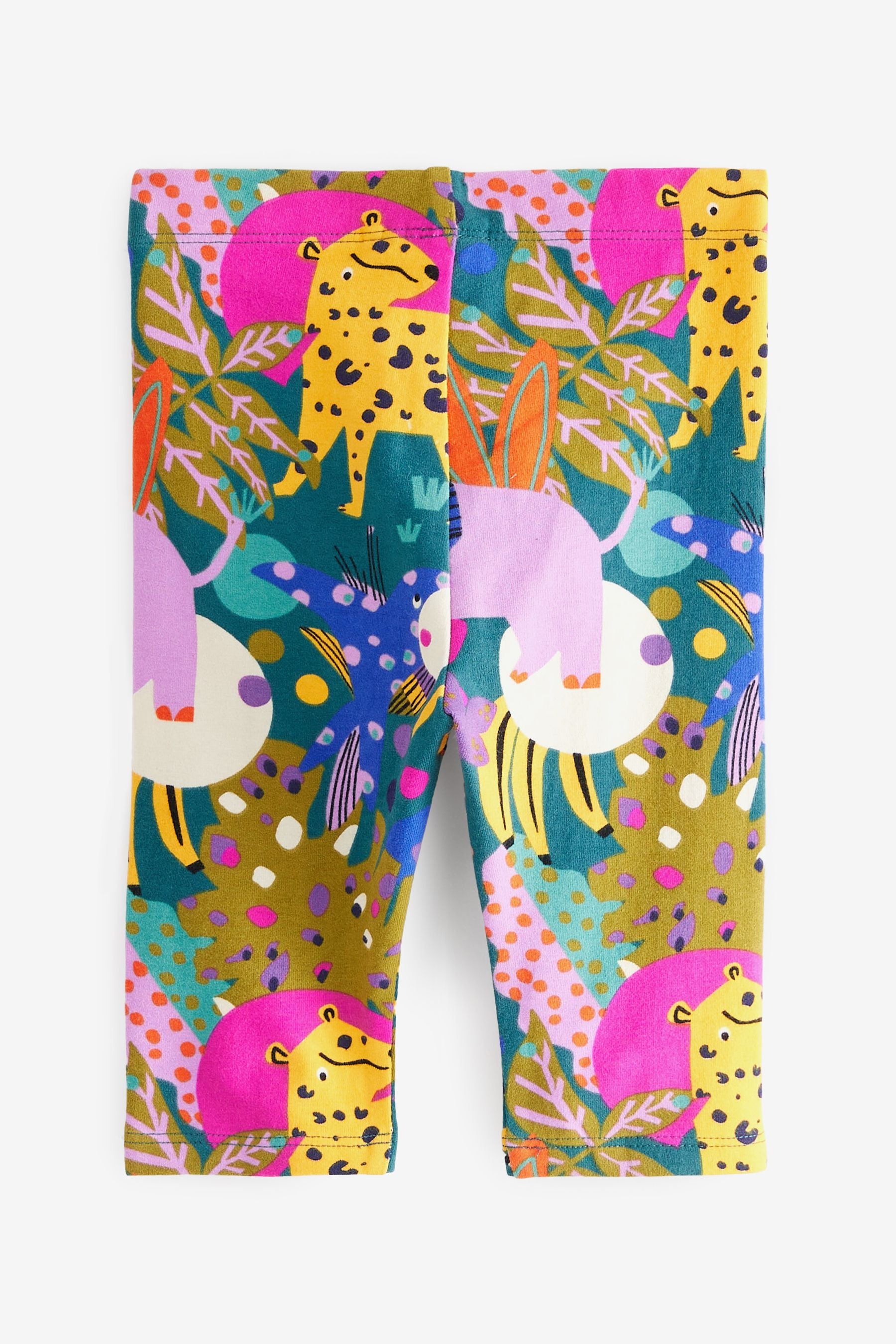 Teal Blue Jungle Printed Cropped Leggings (3mths-7yrs)