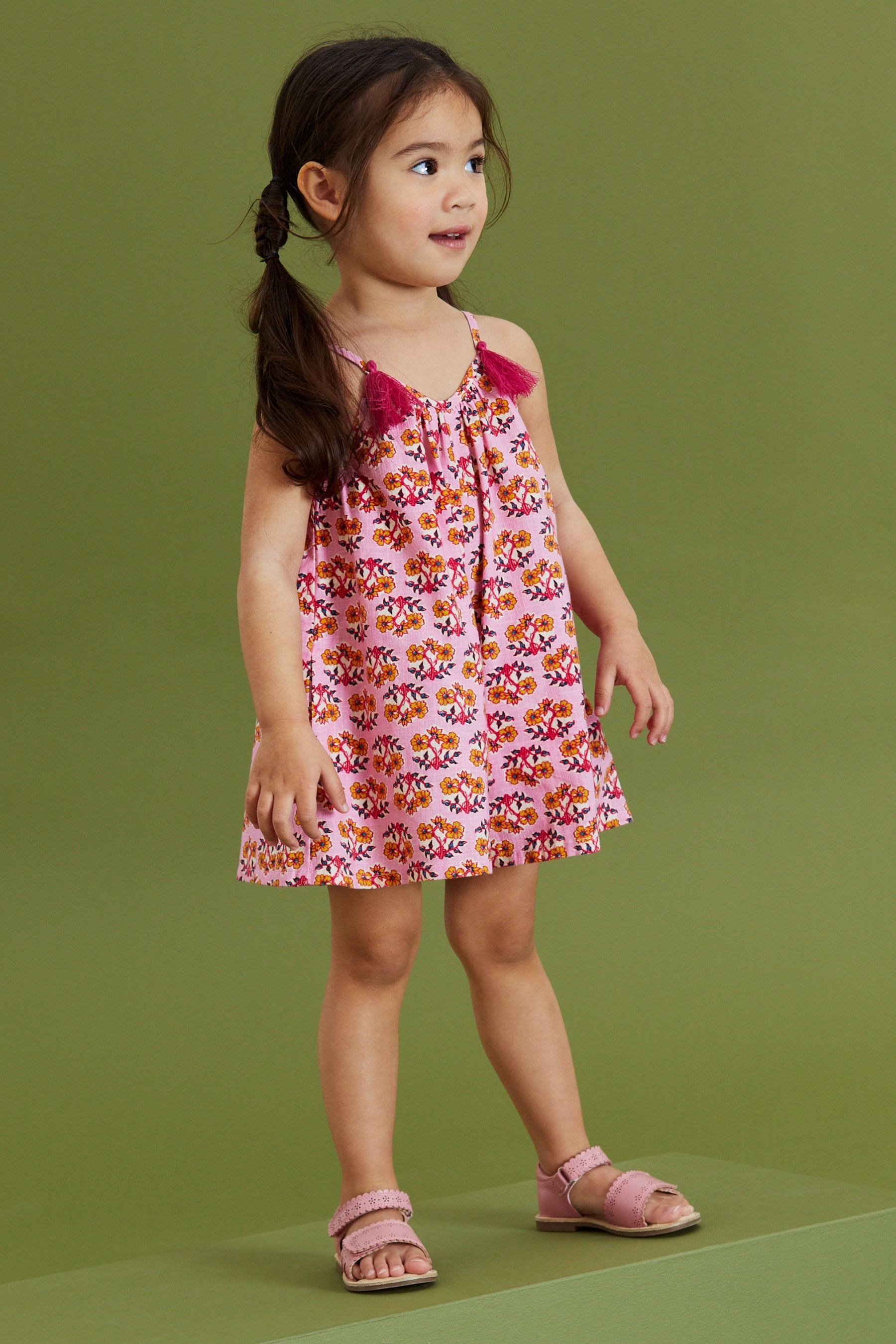 Pink Printed Cotton Playsuit (3mths-8yrs)