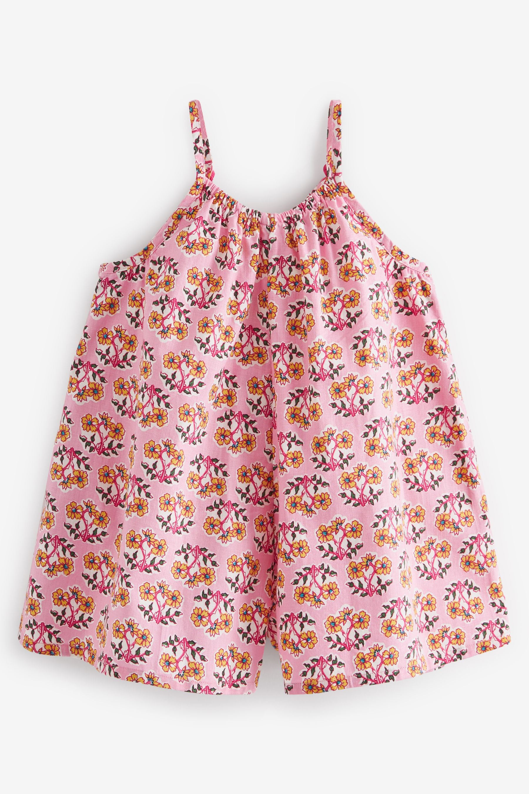 Pink Printed Cotton Playsuit (3mths-8yrs)