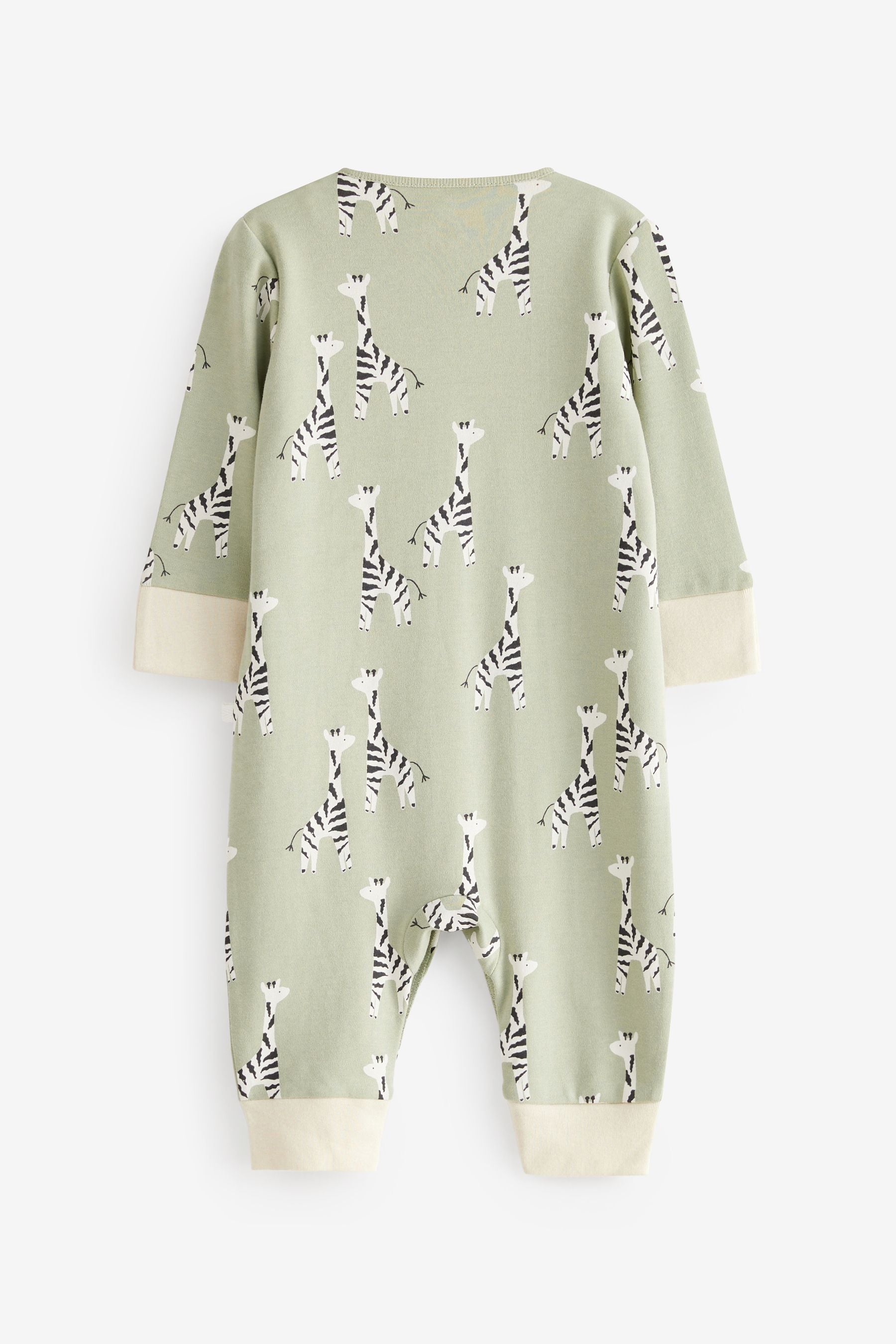 Mint Green/Grey/White Giraffe Mini Print Baby Printed Sleepsuits 4 Pack (0mths-3yrs)