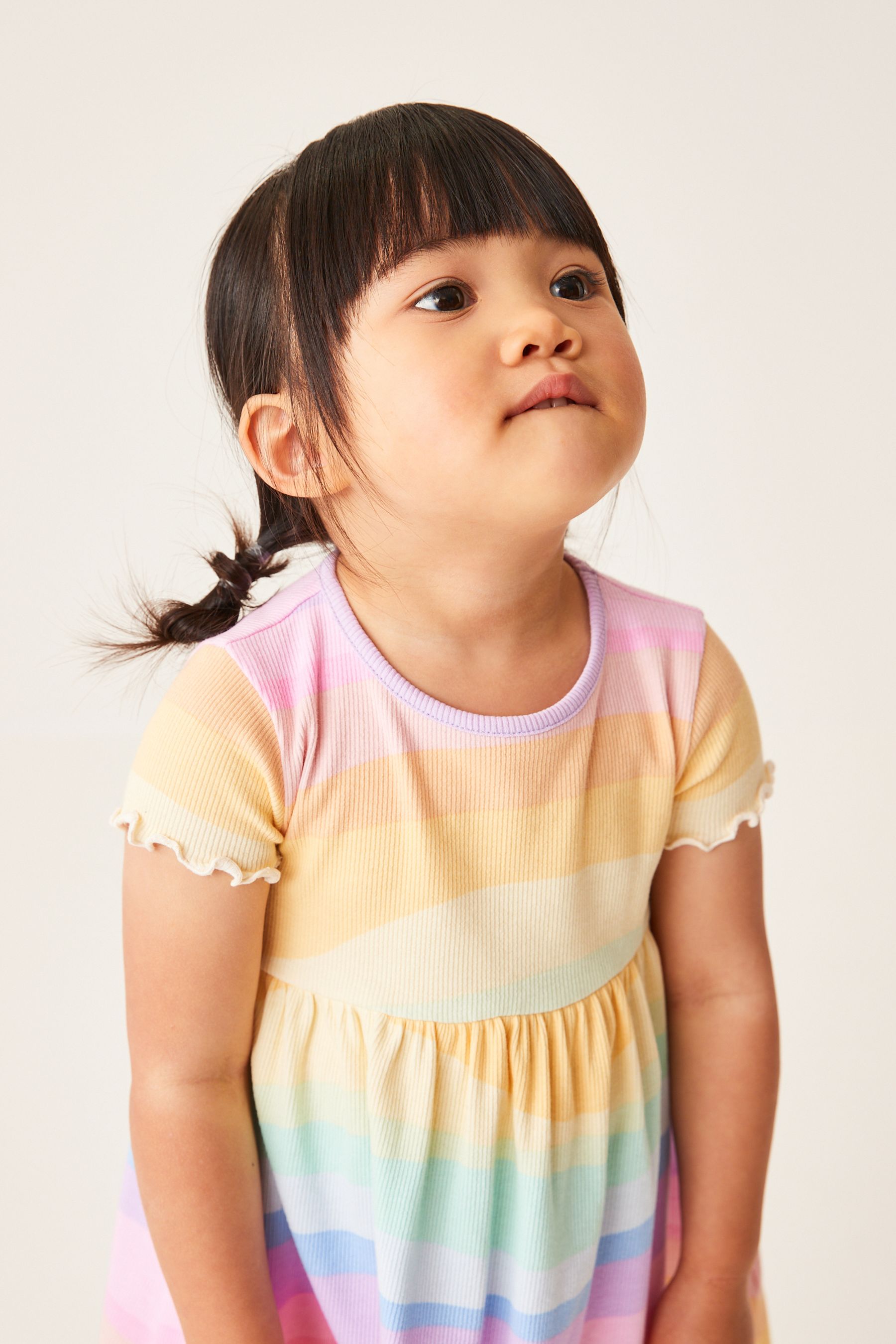 Rainbow Short Sleeve Rib Jersey Dress (3mths-7yrs)