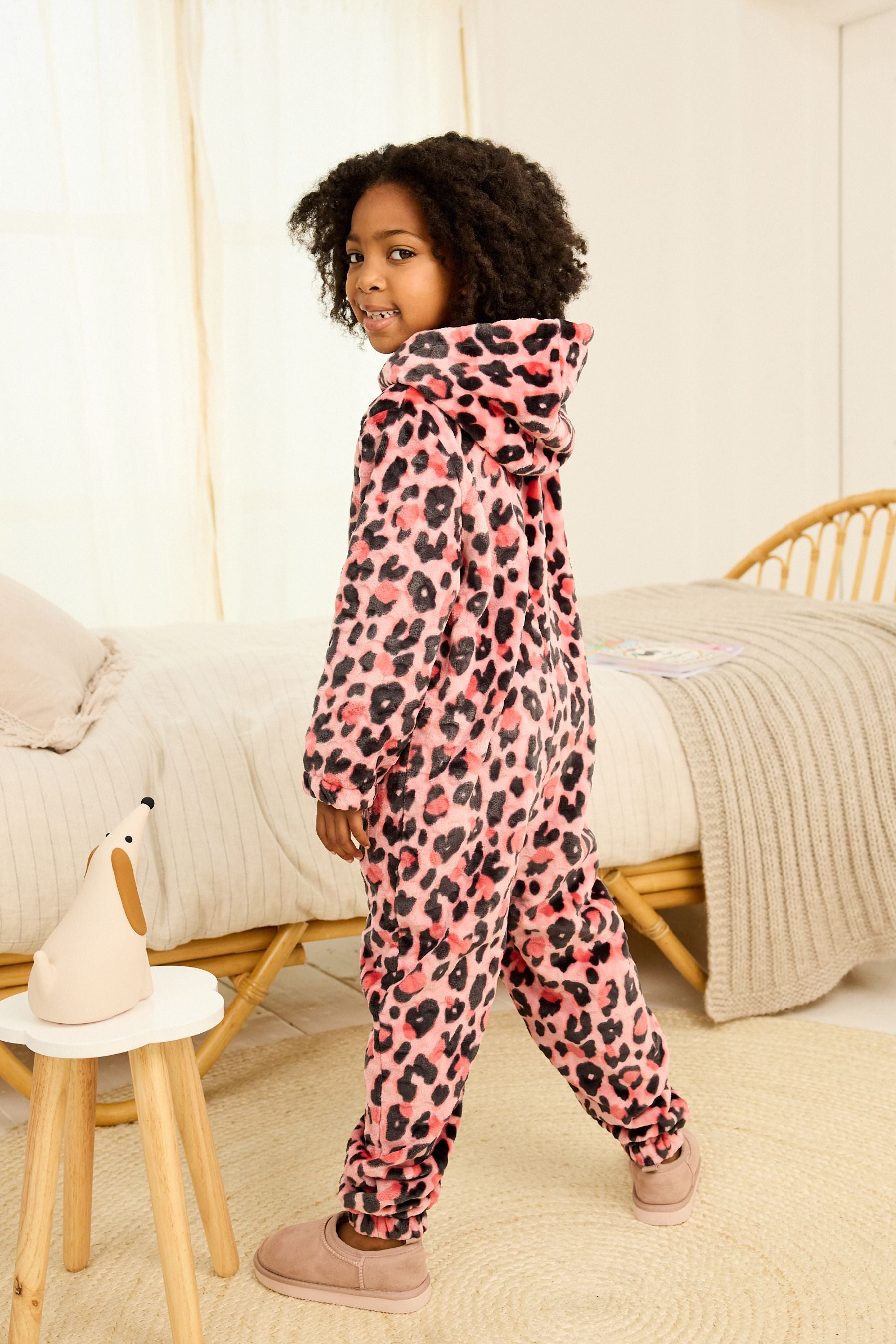 Pink Animal Print Fleece All-In-One (1.5-16yrs)