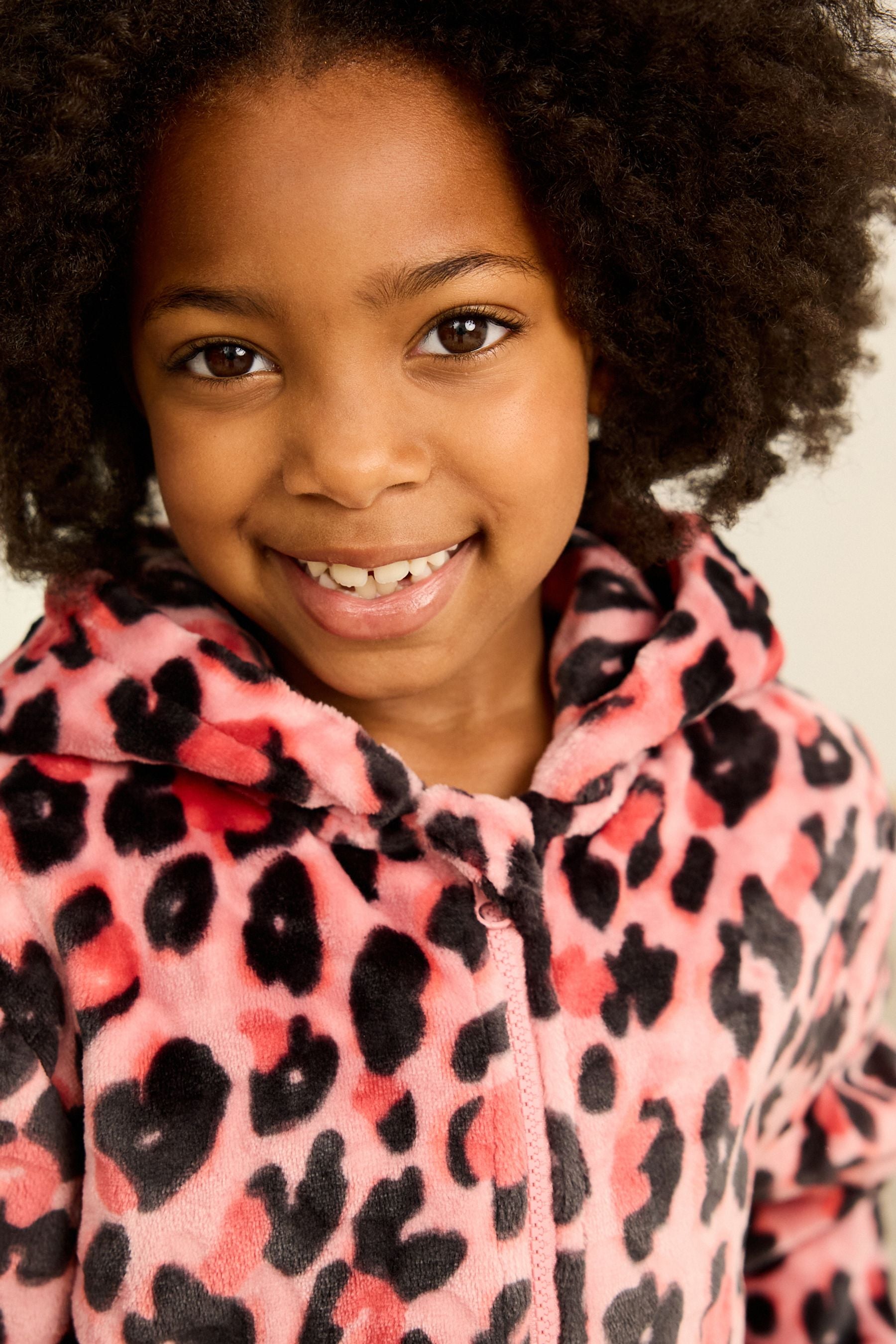 Pink Animal Print Fleece All-In-One (1.5-16yrs)