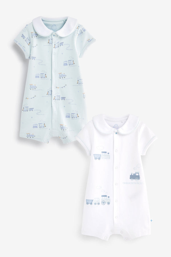 Blue Train Baby Rompers 2 Pack