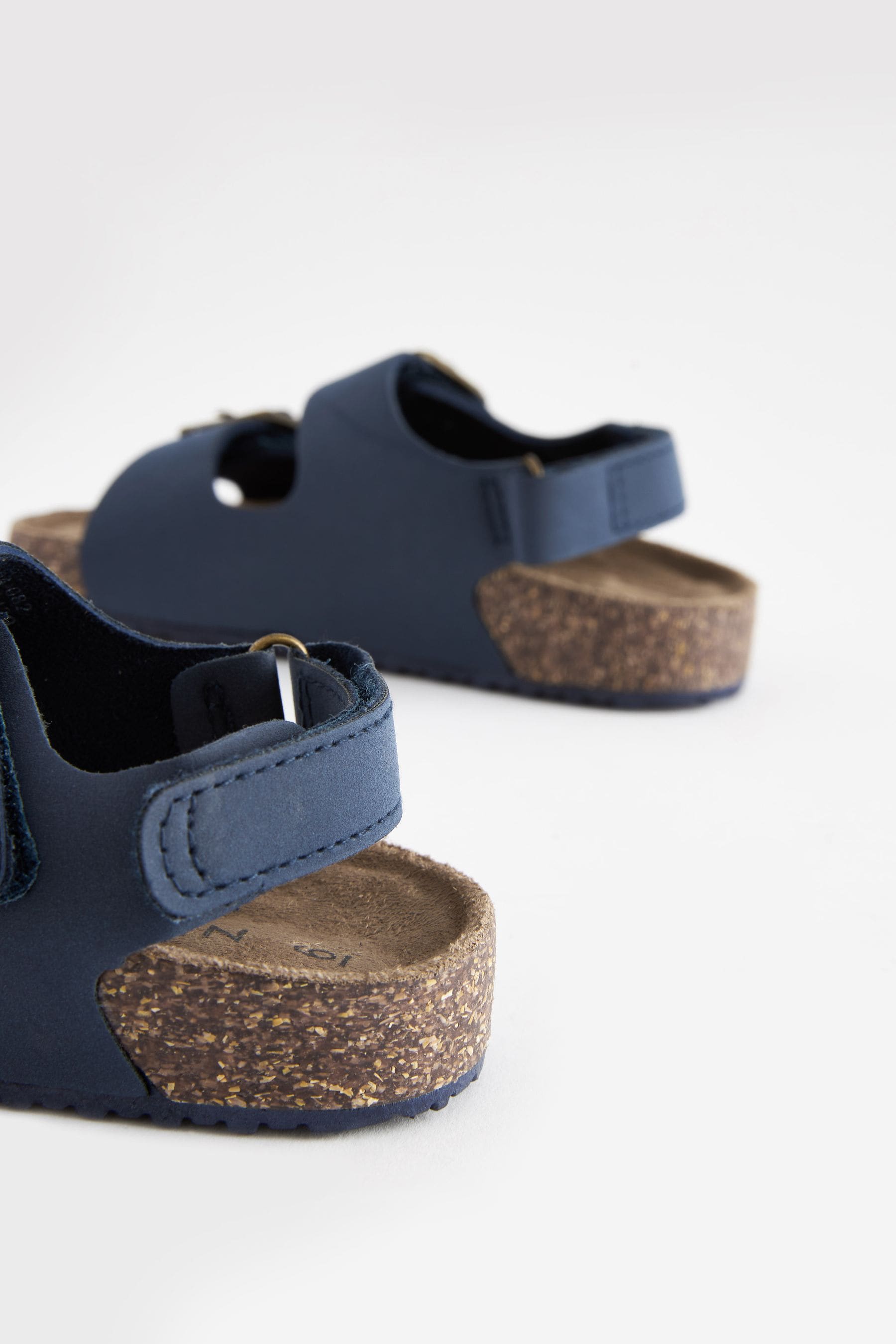 Navy Double Buckle Cushioned Footbed Sandals