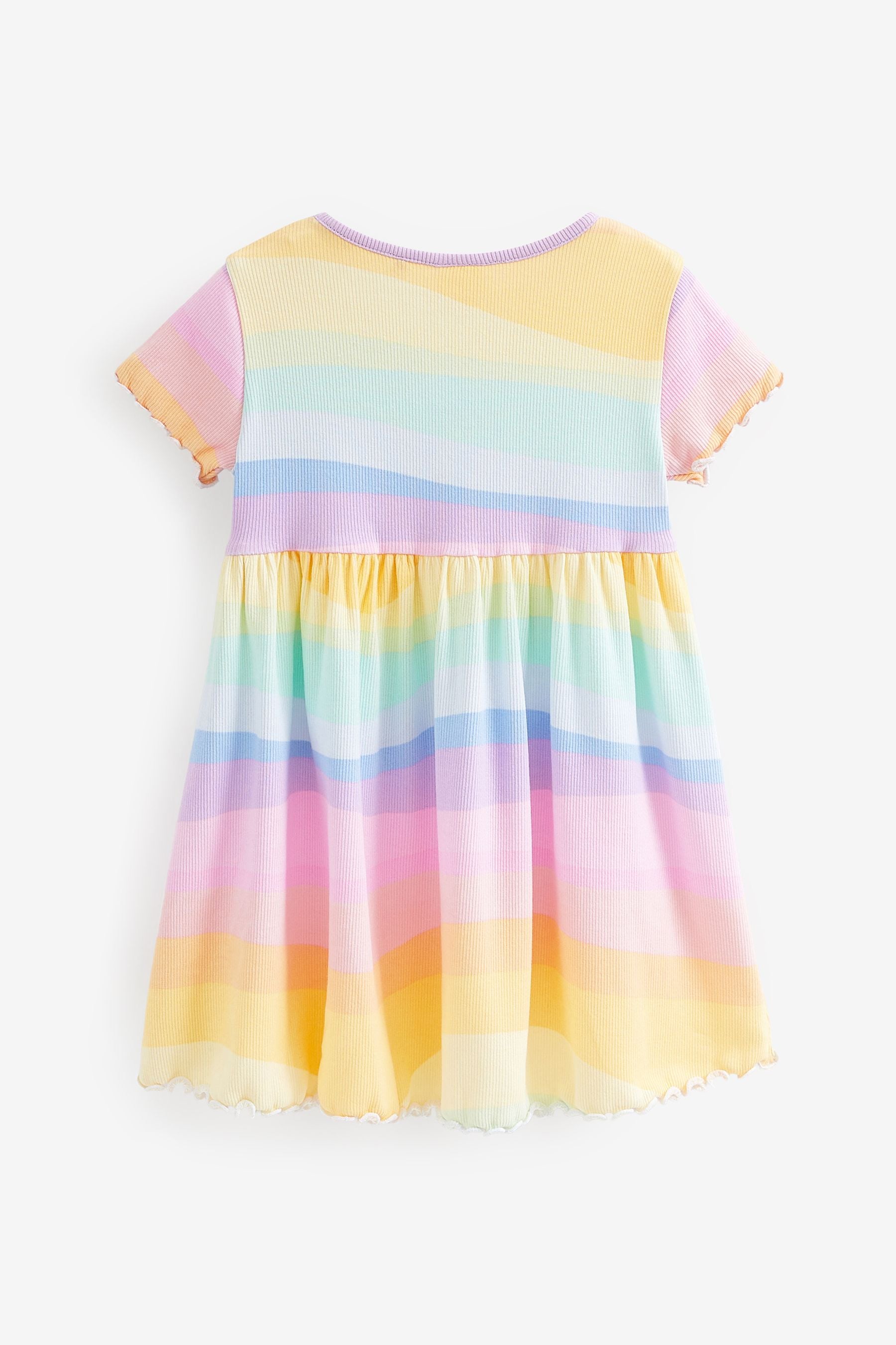 Rainbow Short Sleeve Rib Jersey Dress (3mths-7yrs)